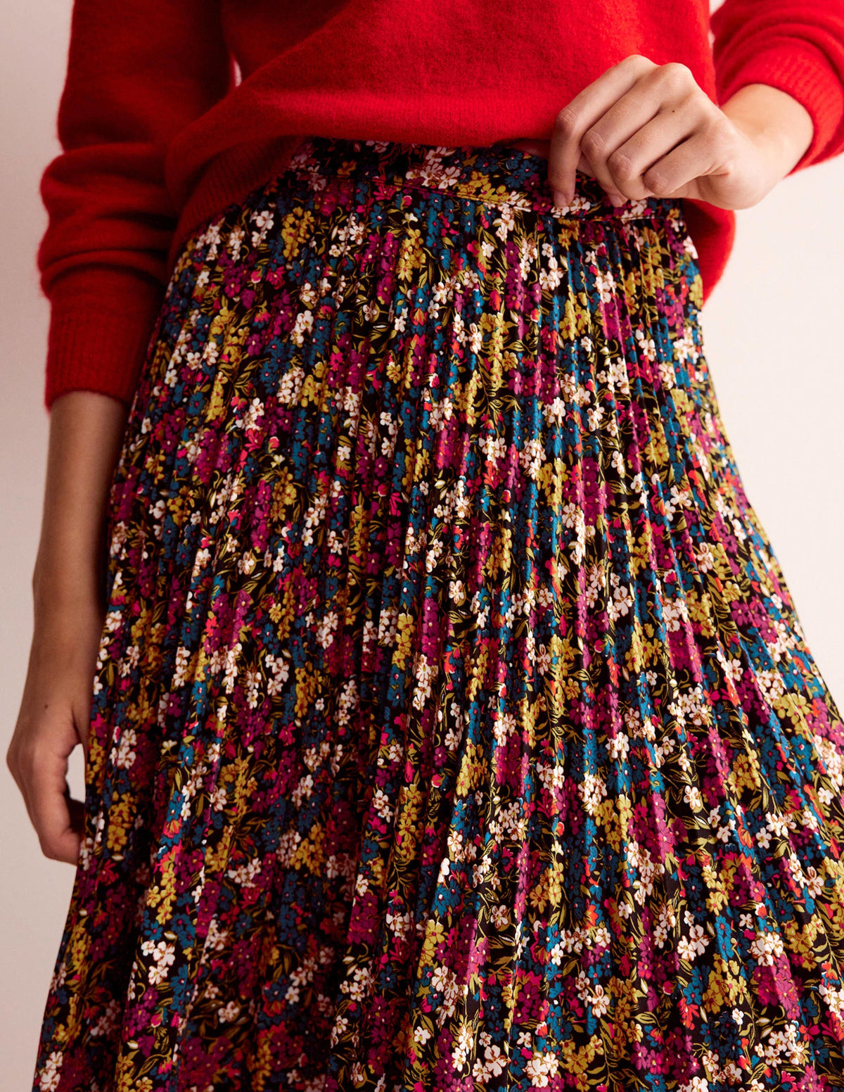 Pleated Midi Skirt-Multi, Botanic Dawn - Image 2