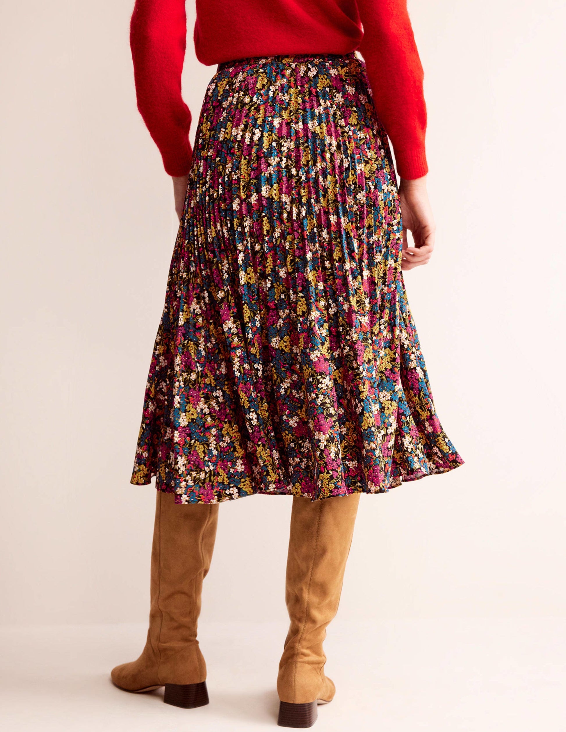 Pleated Midi Skirt-Multi, Botanic Dawn-3