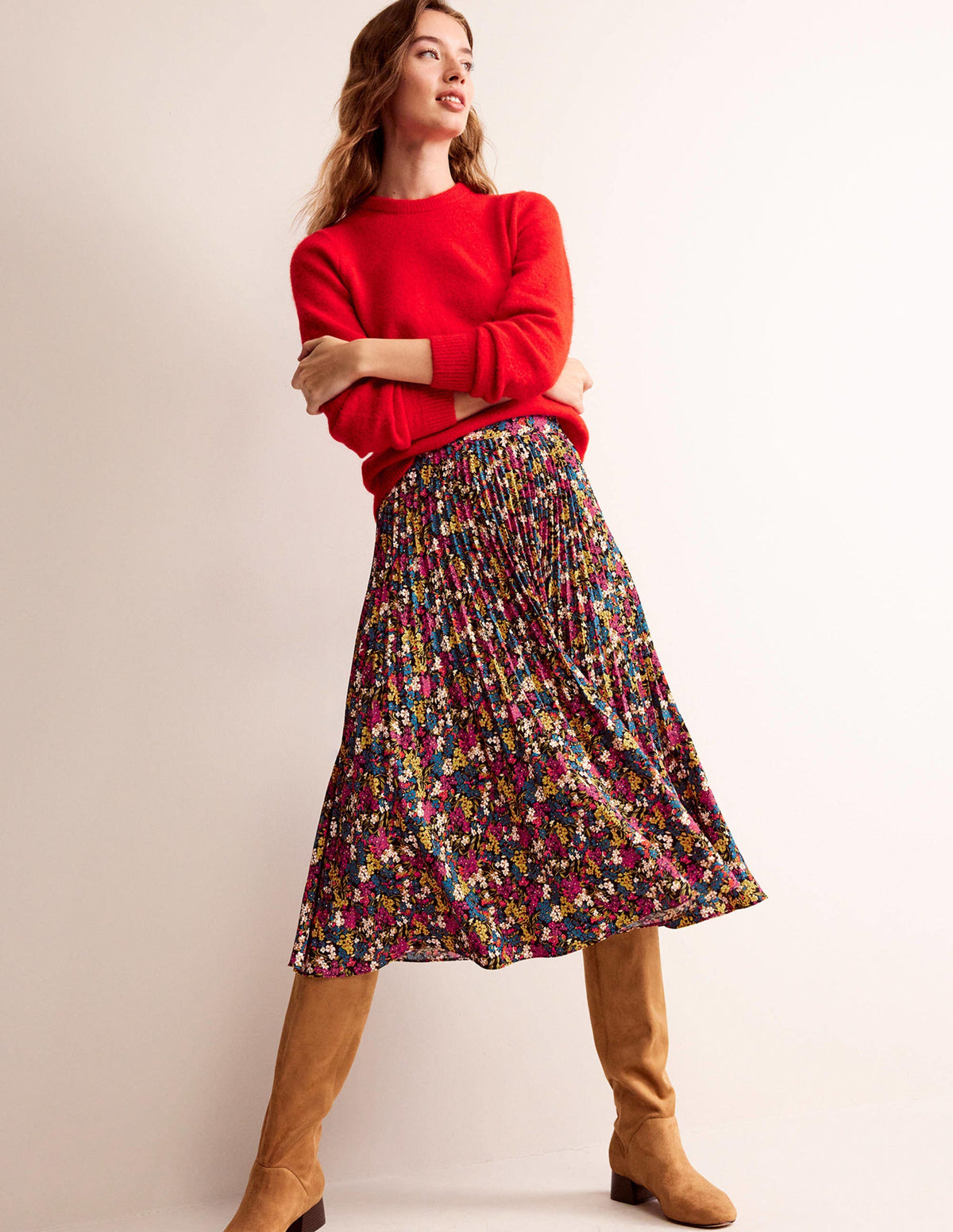 Pleated Midi Skirt-Multi, Botanic Dawn - Image 4