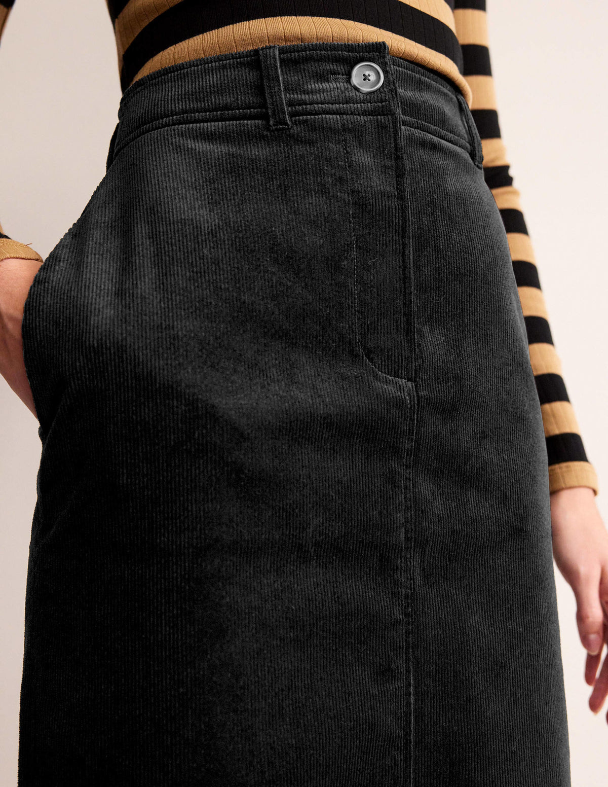 Margot Cord Midi Skirt-Black - Image 2