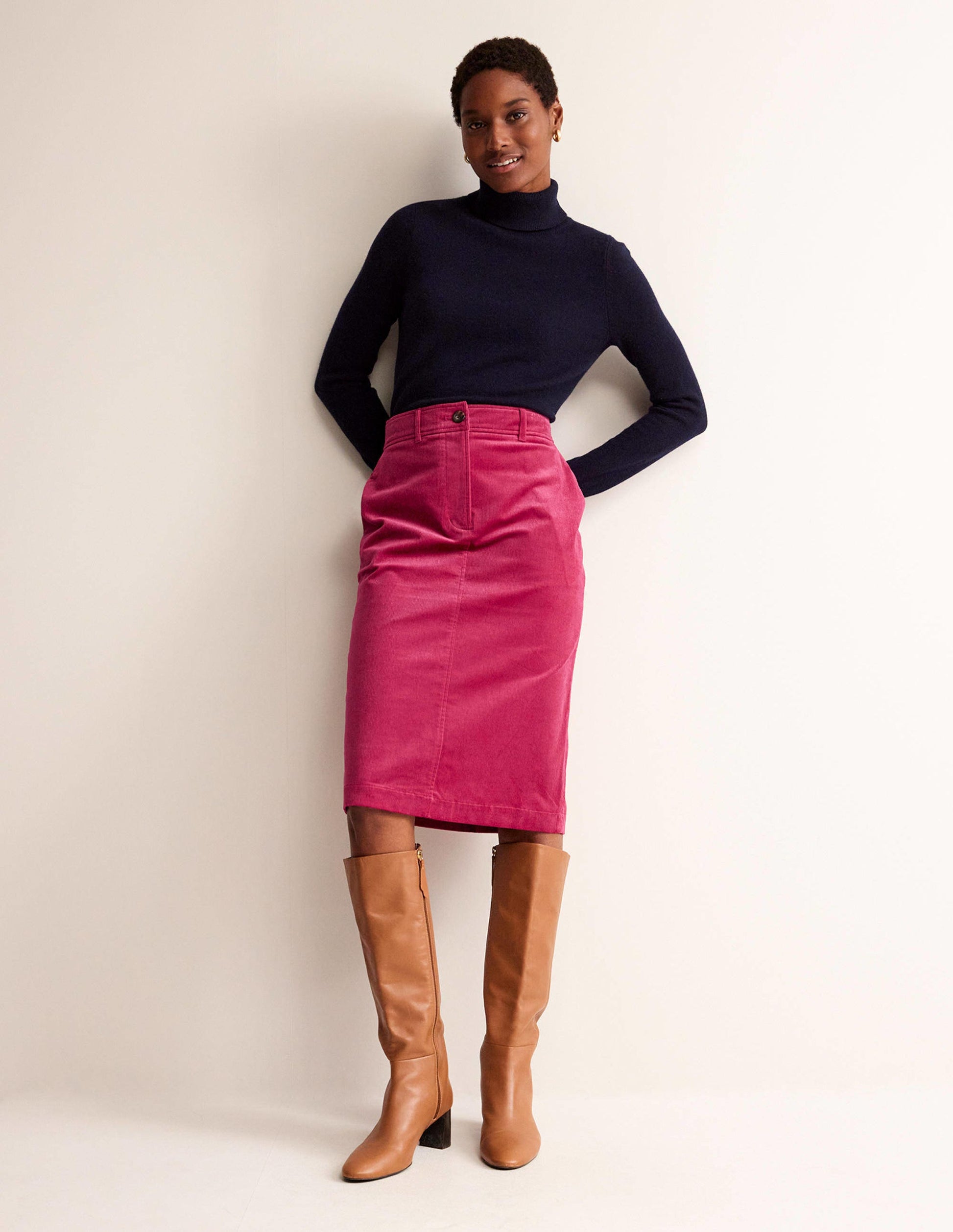Margot Cord Midi Skirt-Warm Cranberry-1