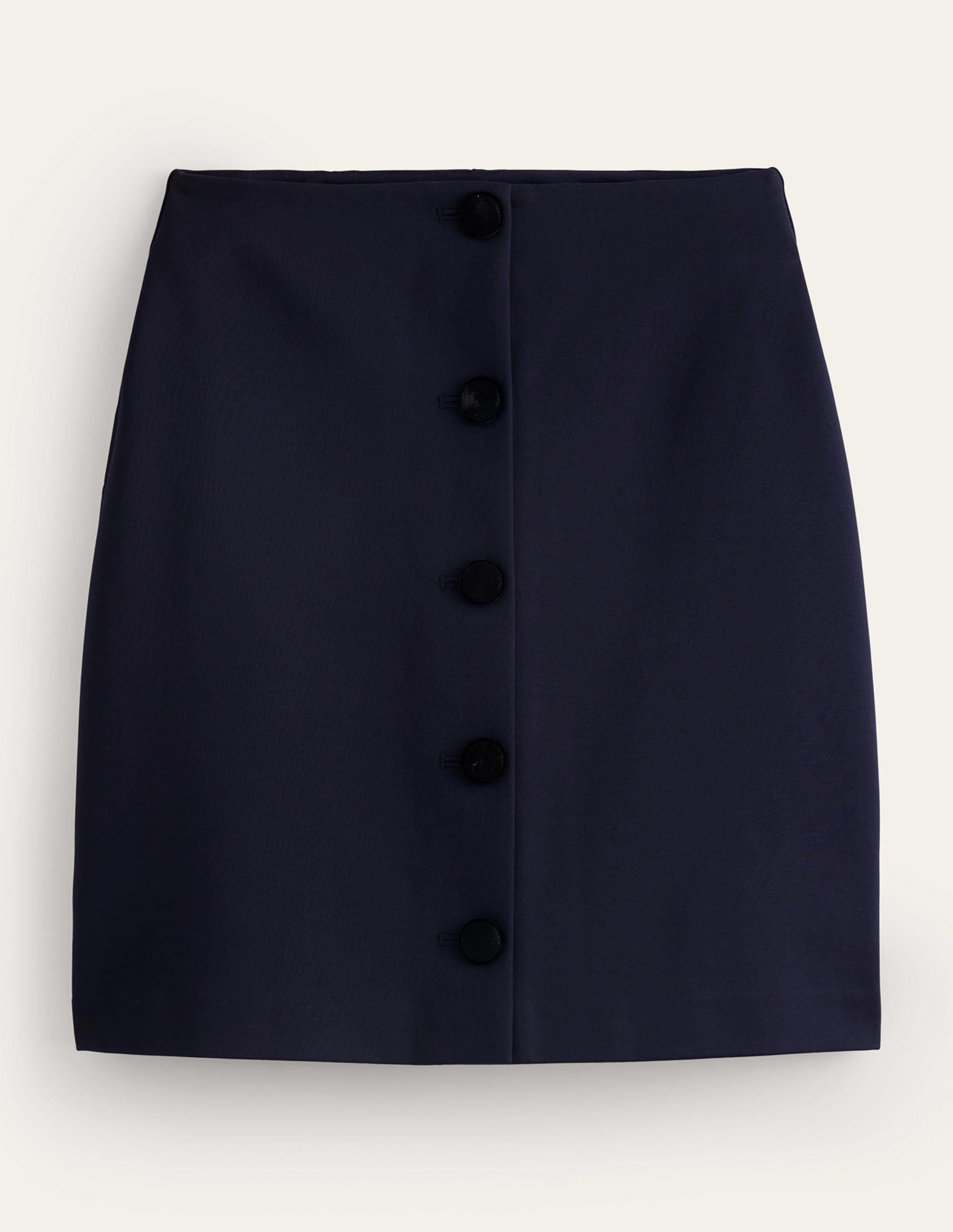 Buttoned Ponte Mini Skirt-Navy - Image 5