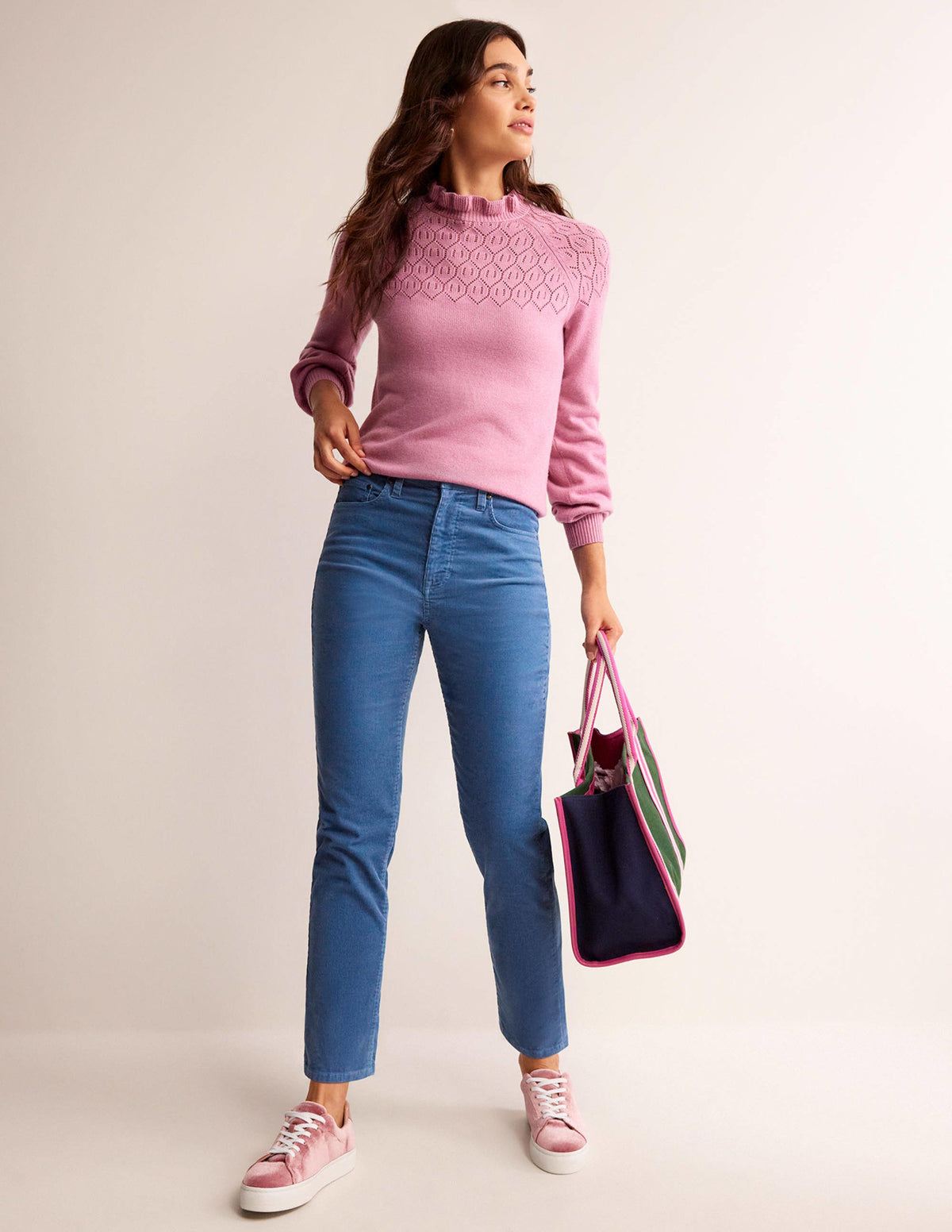 5 Pocket Cord Slim Jeans-Azure - Image 1