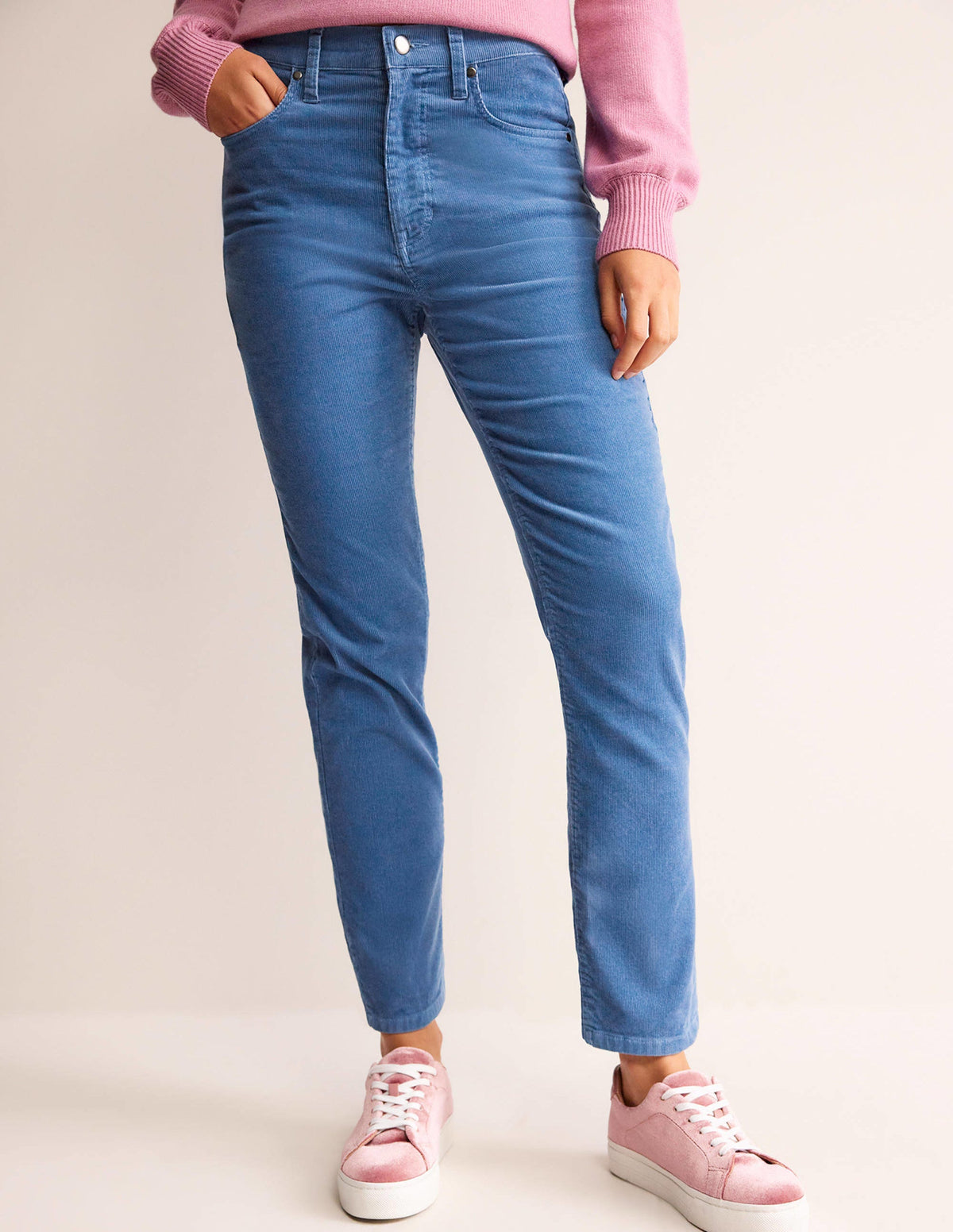 5 Pocket Cord Slim Jeans-Azure - Image 4
