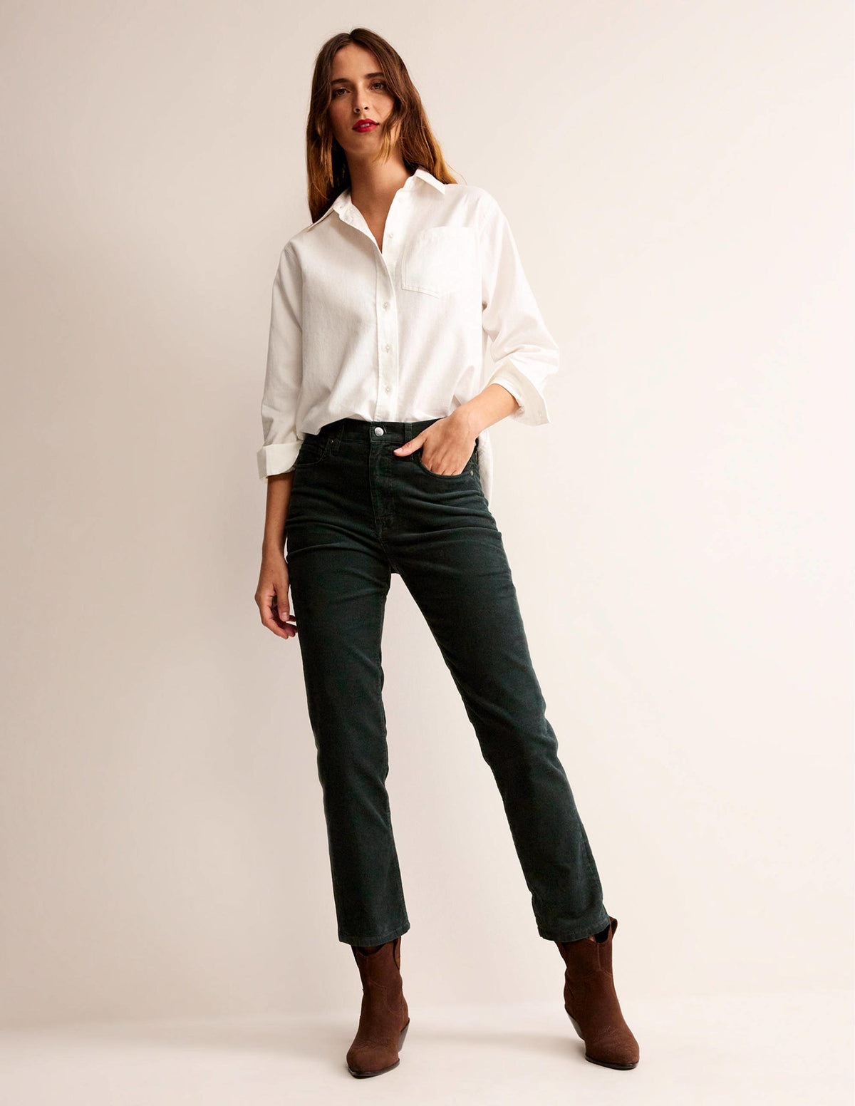 5 Pocket Cord Slim Jeans-Chatsworth Green - Image 1