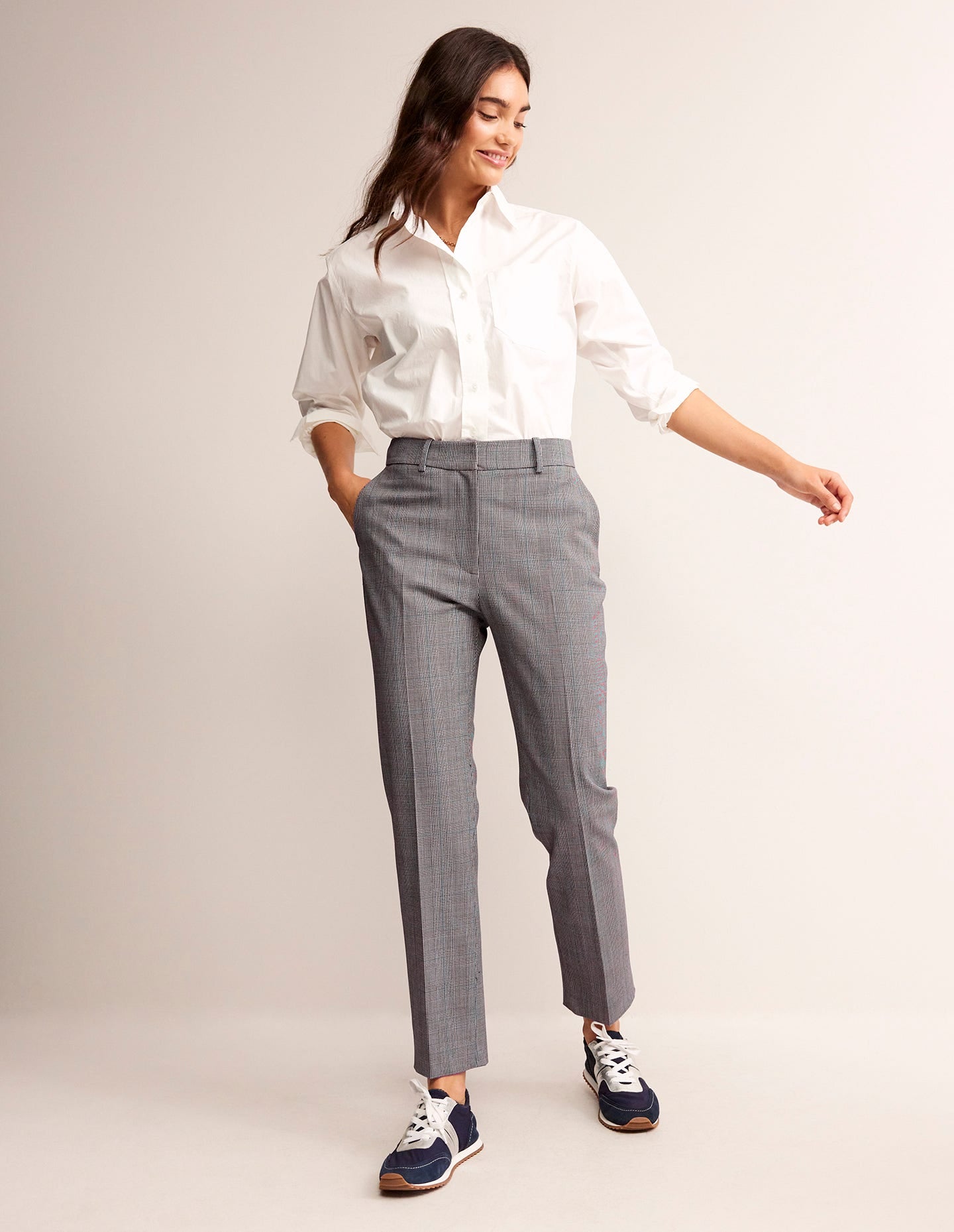 Kew Wool-Twill Trousers-Ivory, Charcoal and Blue Pow - Image 1