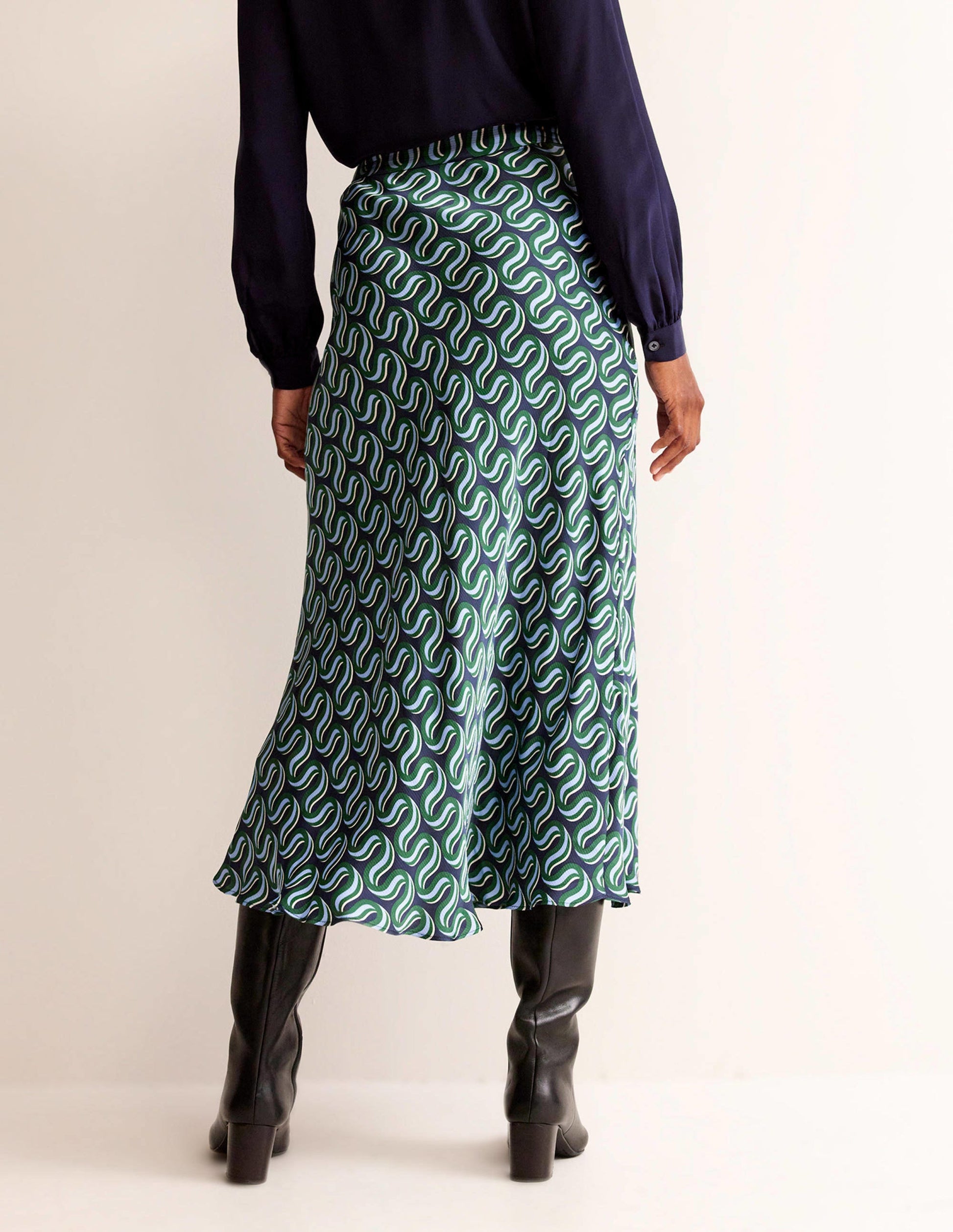 Cecelia Midi Skirt-Amazon Green, Ribbon Wave-3