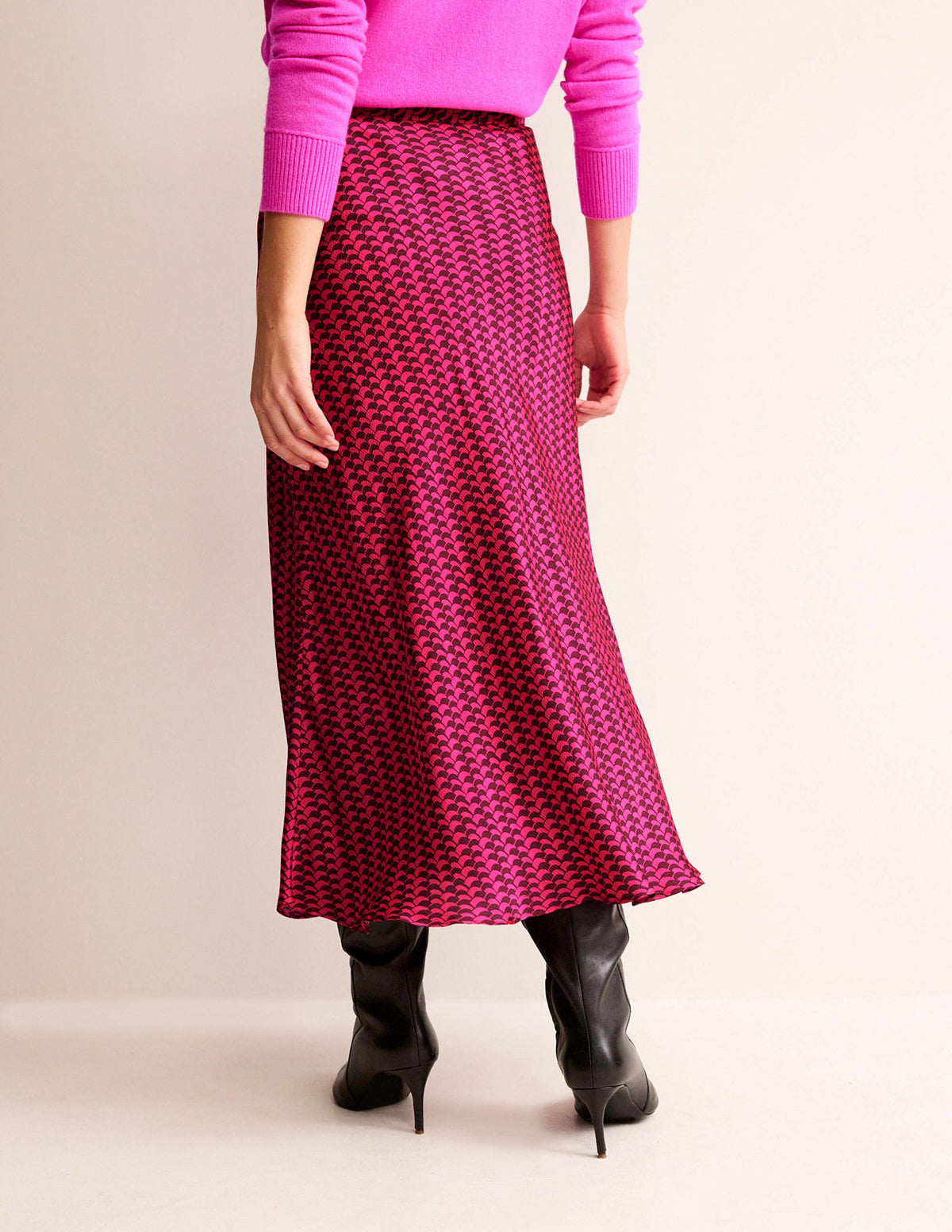 Cecelia Midi Skirt-Vibrant Pink, Geo Fall-3