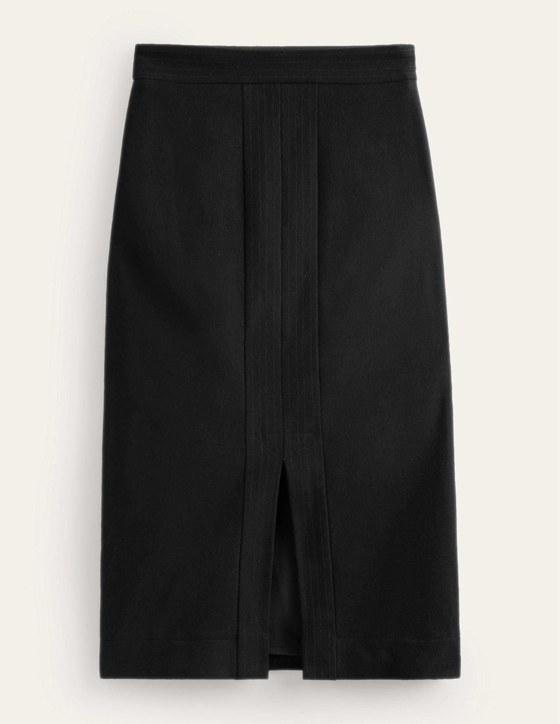 Wool Pencil Skirt-Black-5