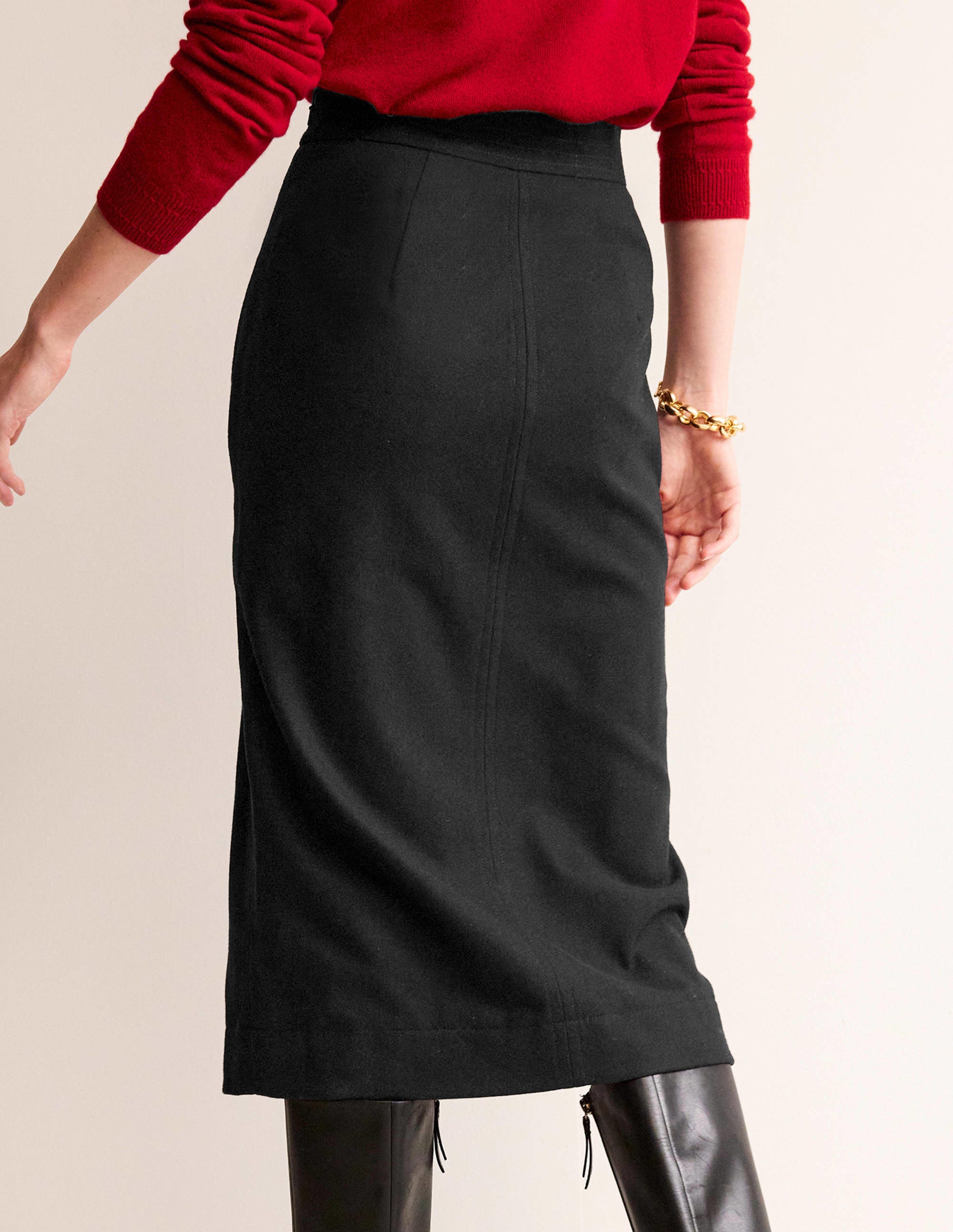 Wool Pencil Skirt-Black - Image 3
