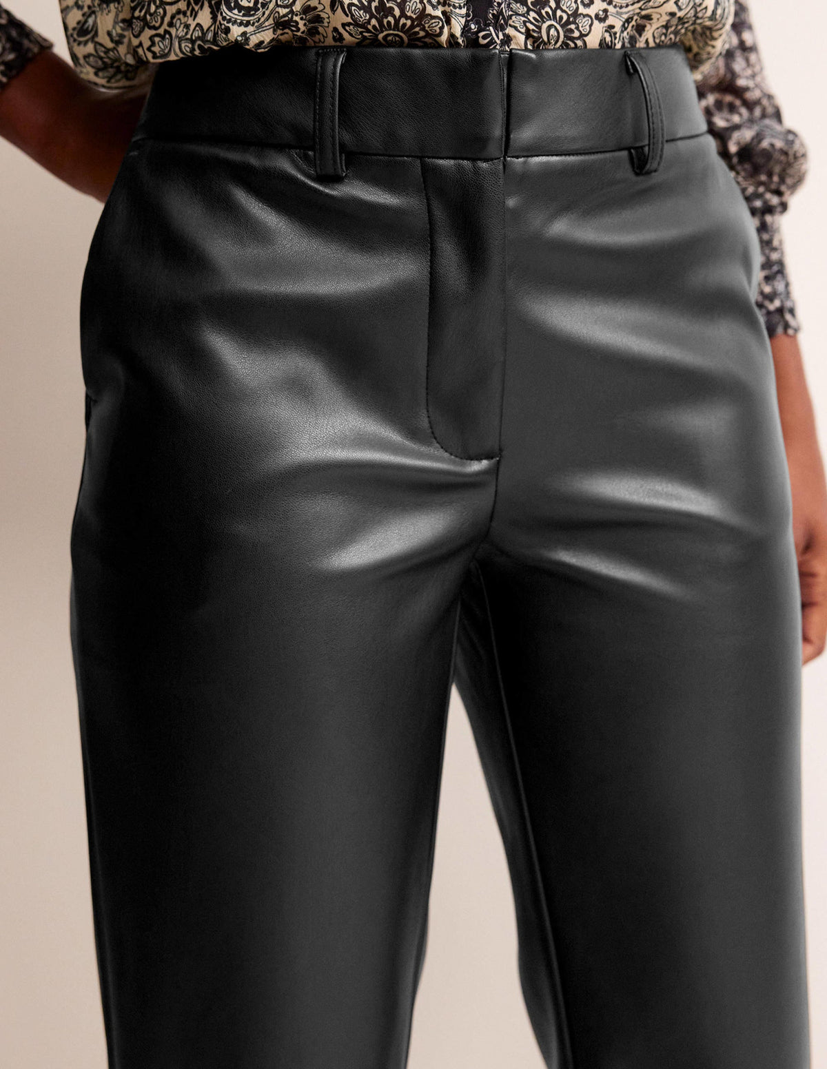 Tapered Faux-Leather Trousers-Black - Image 2
