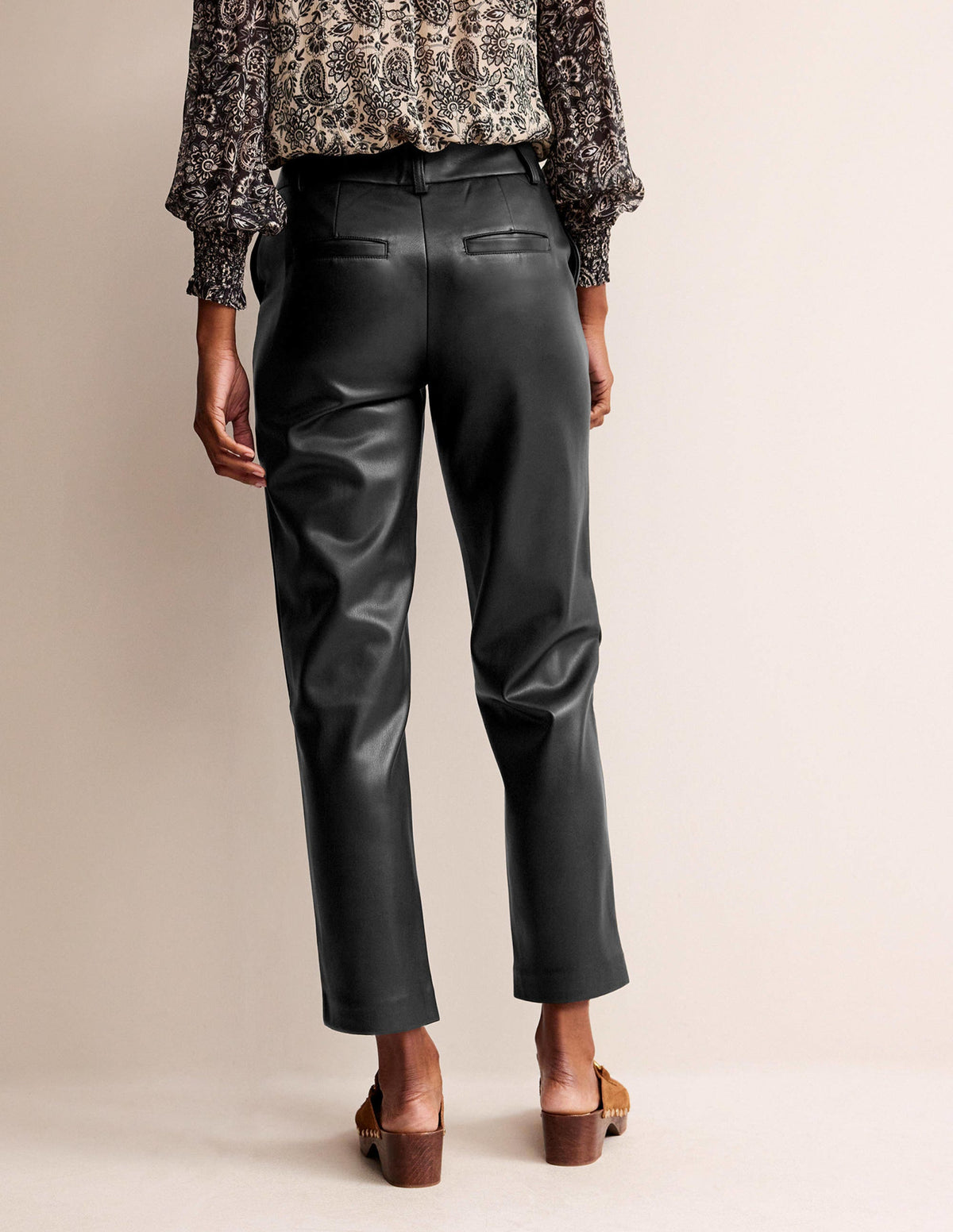 Tapered Faux-Leather Trousers-Black-3