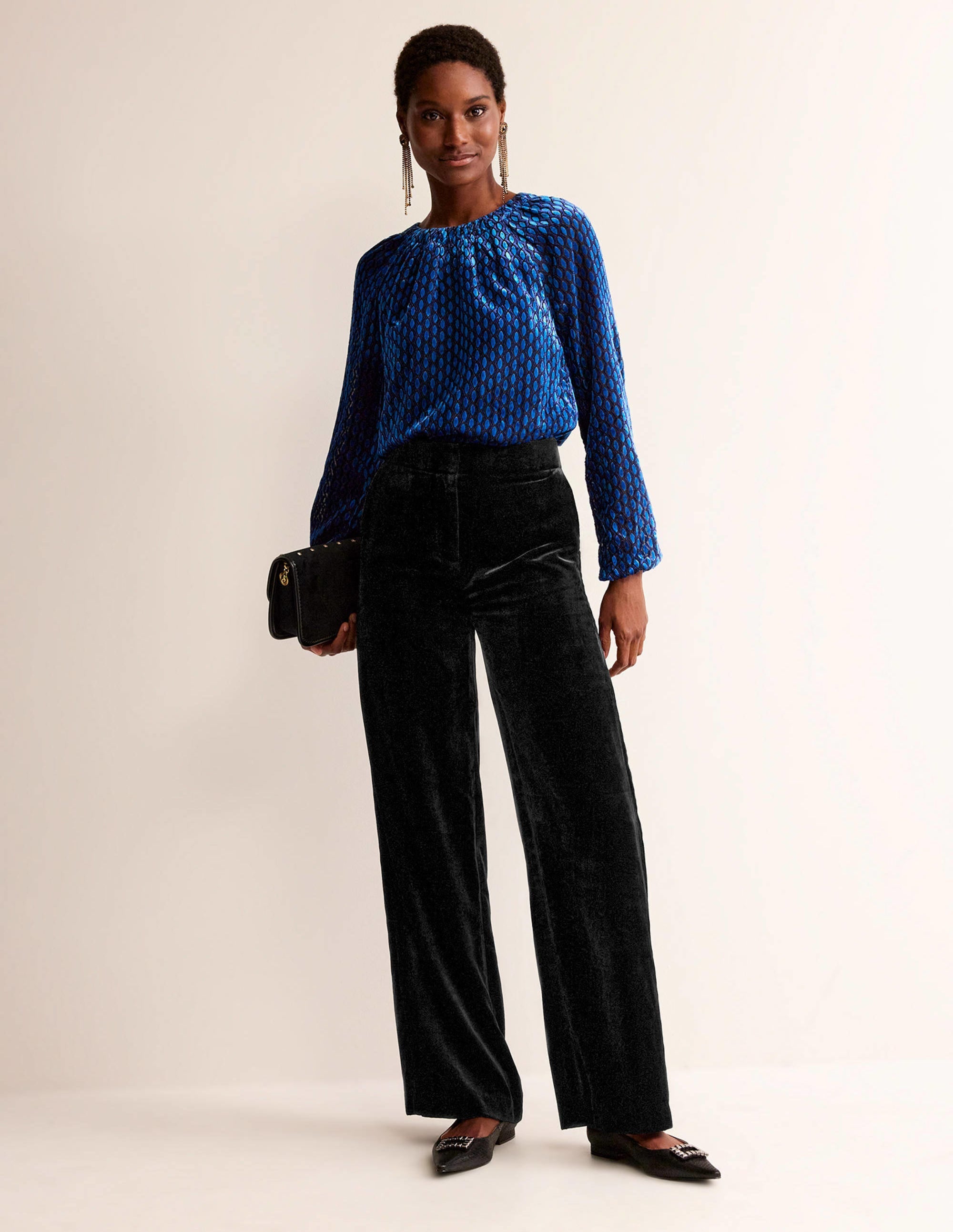 Westbourne Velvet Trousers-Black - Image 1