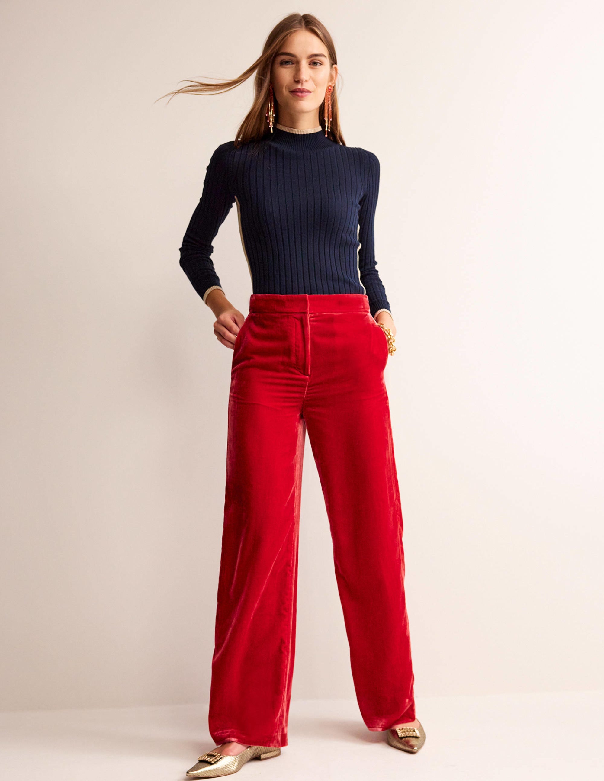 Westbourne Velvet Trousers-Salsa - Image 1
