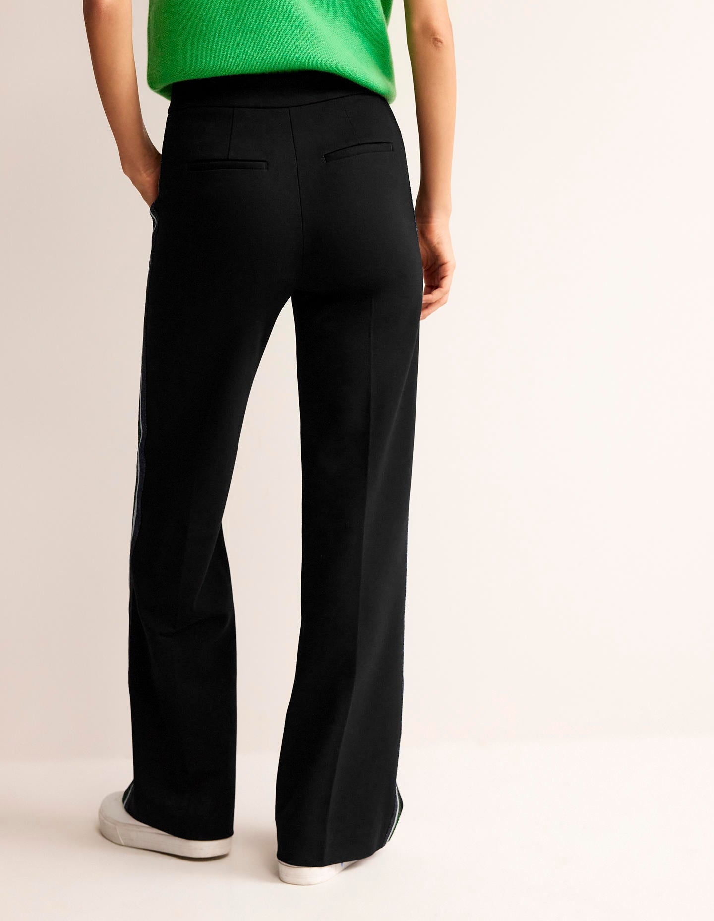 Westbourne Ponte Trousers-Black with Metallic Stripe - Image 3