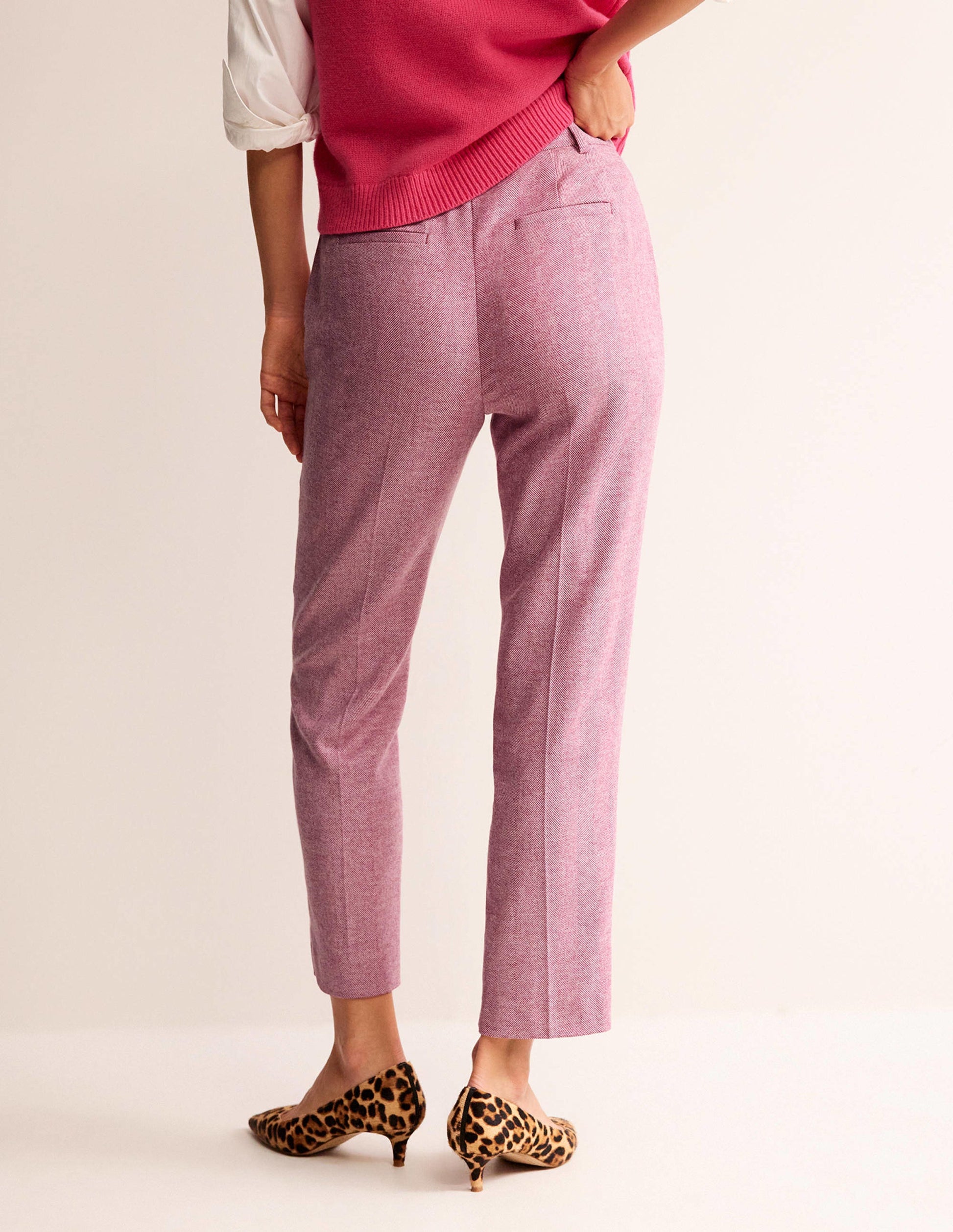 Kew Wool Trousers-Pink Herringbone-3