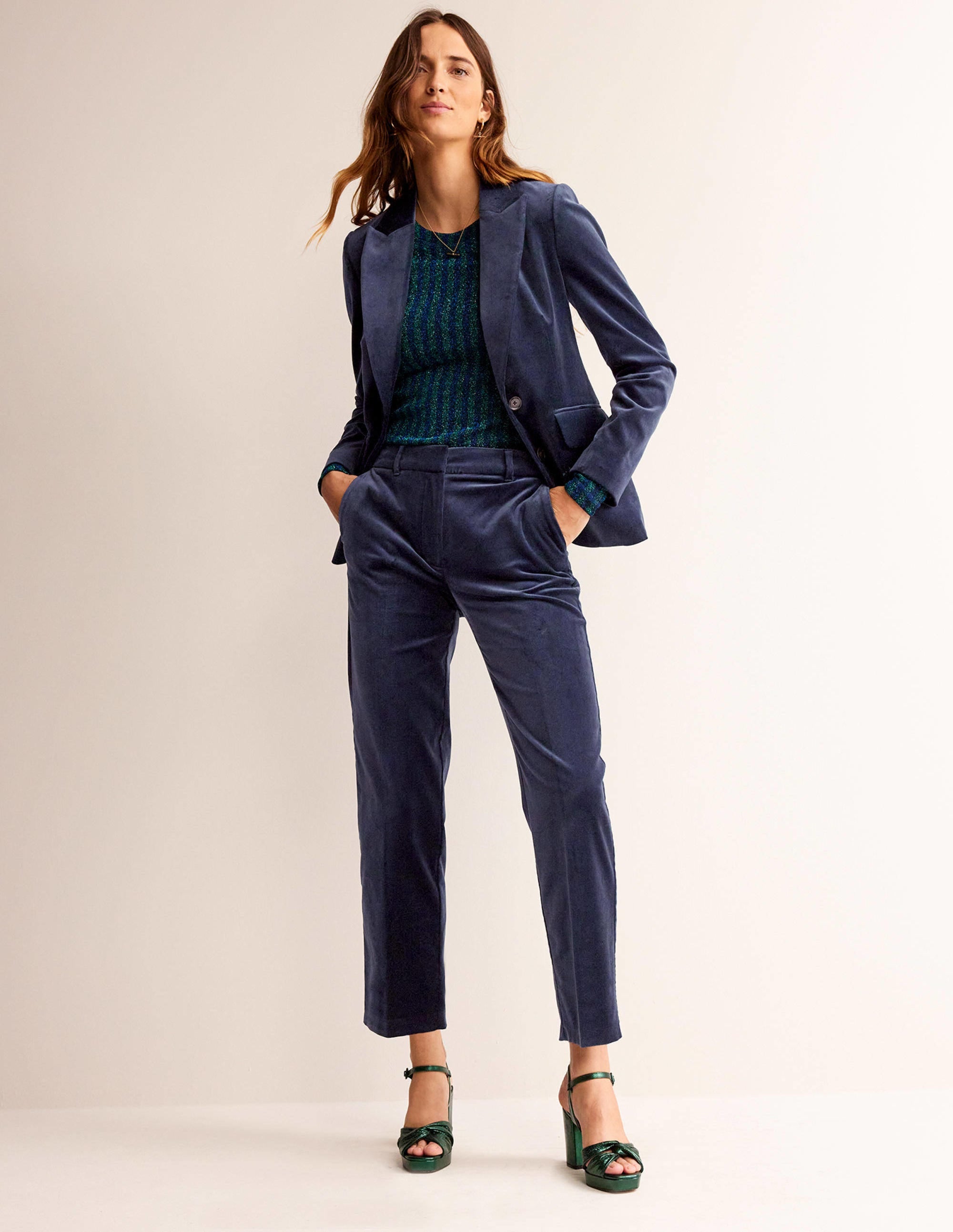 Kew Velvet Trousers-Navy - Image 1