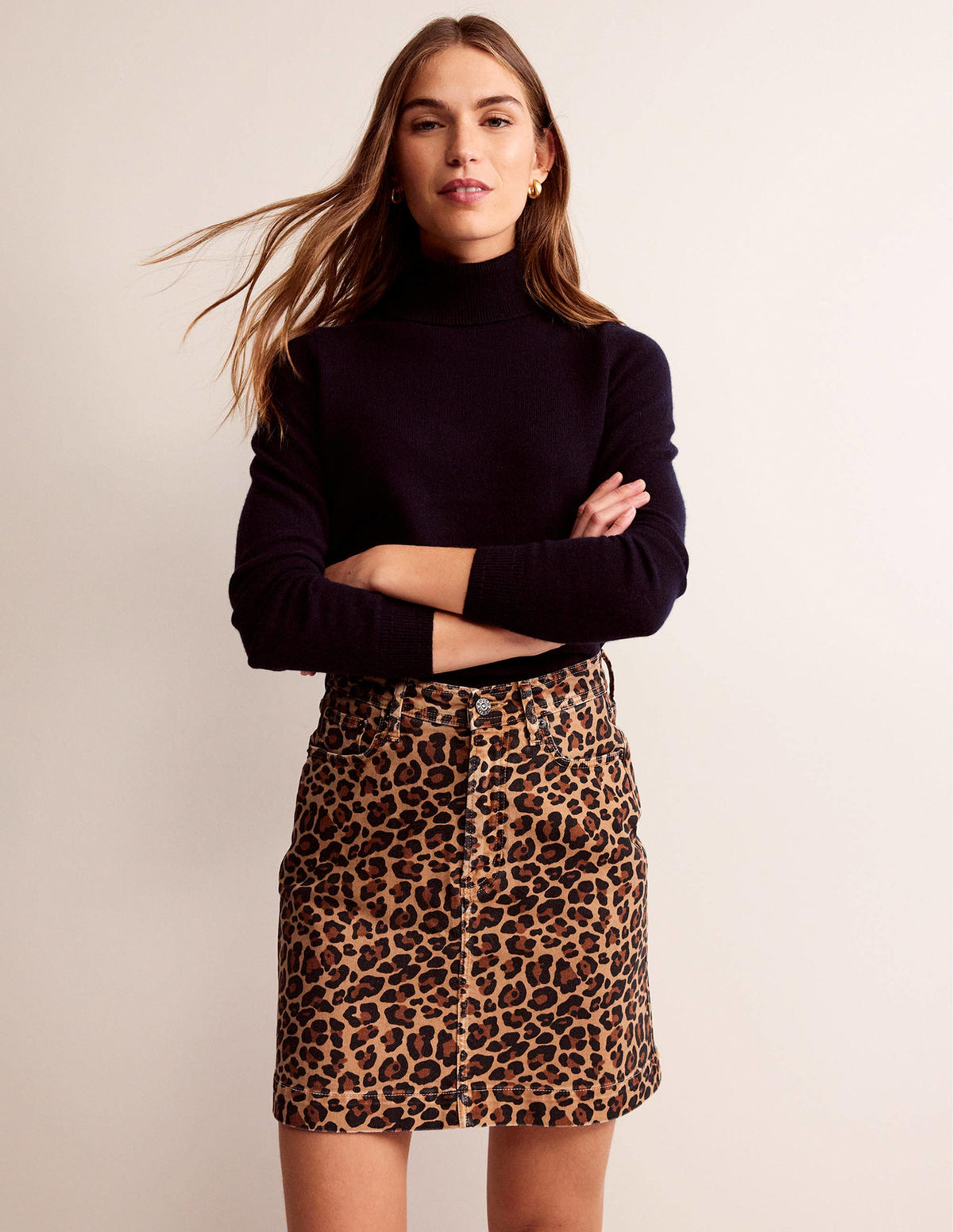 Nell Printed Mini Skirt-Camel, Cheetah Pop-1