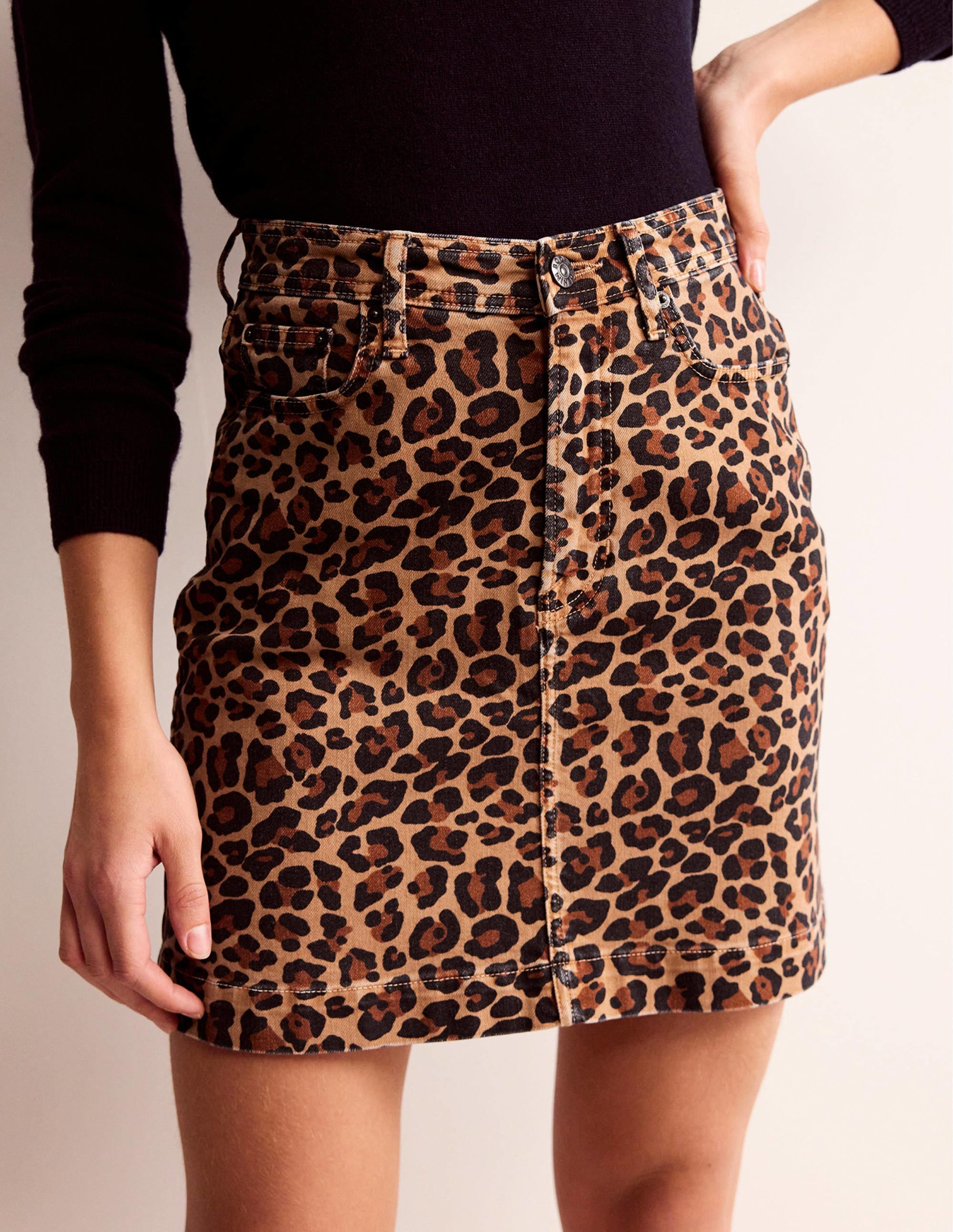 Nell Printed Mini Skirt-Camel, Cheetah Pop - Image 4