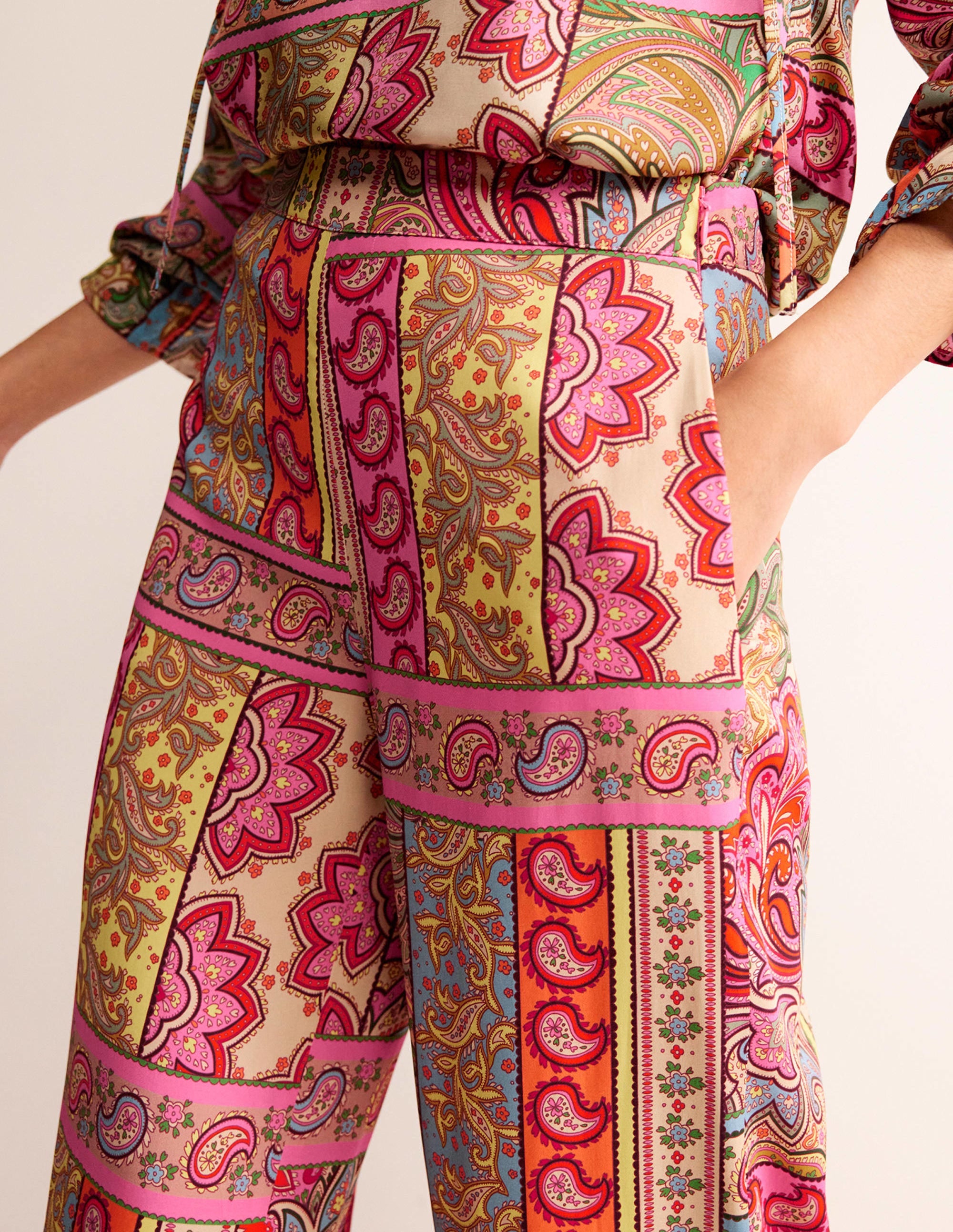 Fluid Wide-Leg Trousers-Multi, Patchwork - Image 2