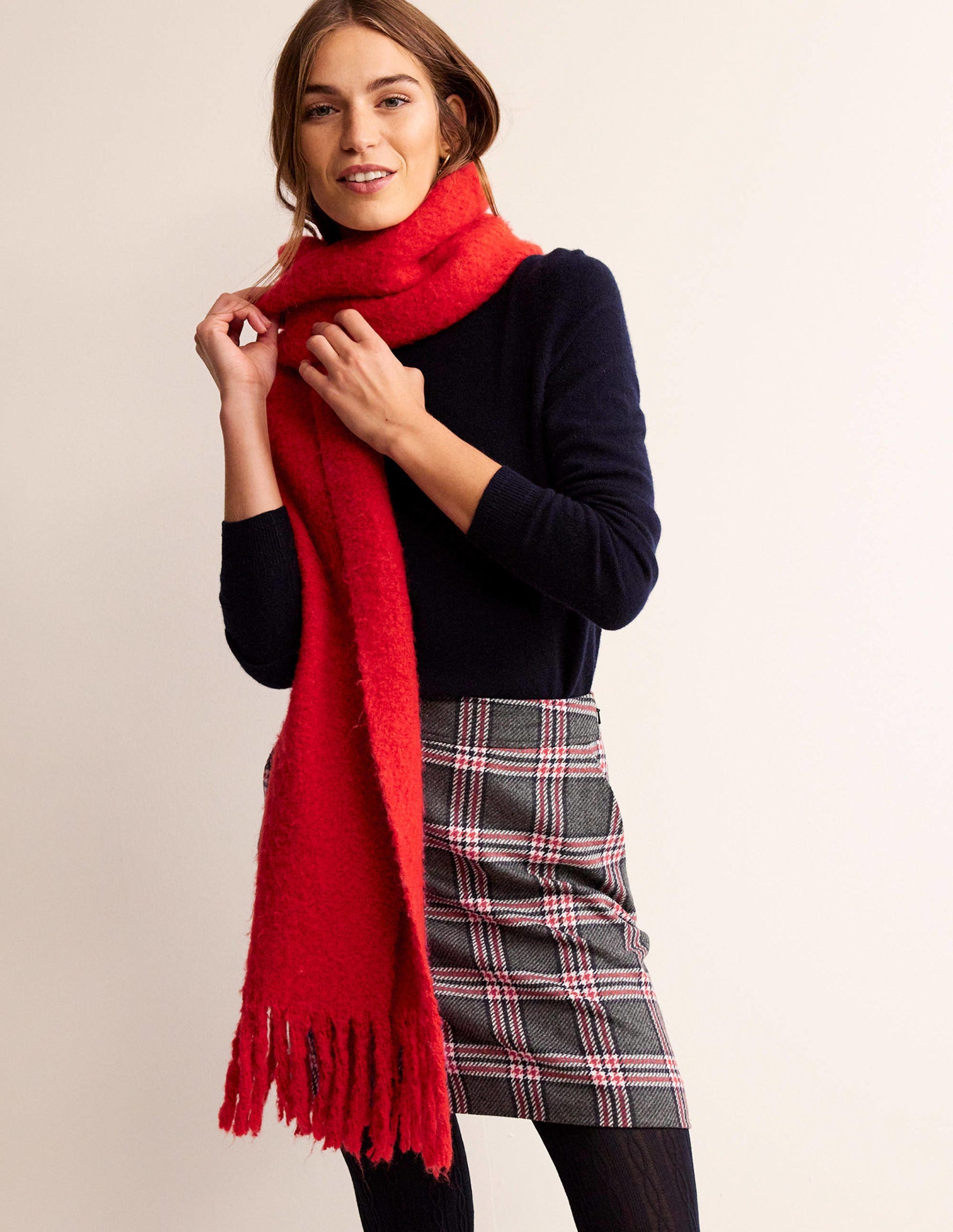 Estella Tweed Mini Skirt-Charcoal Check-1