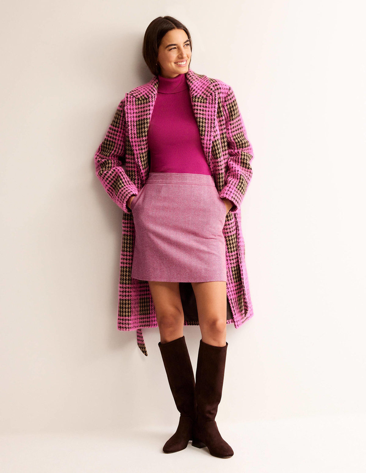 Estella Tweed Mini Skirt-Pink Herringbone-5