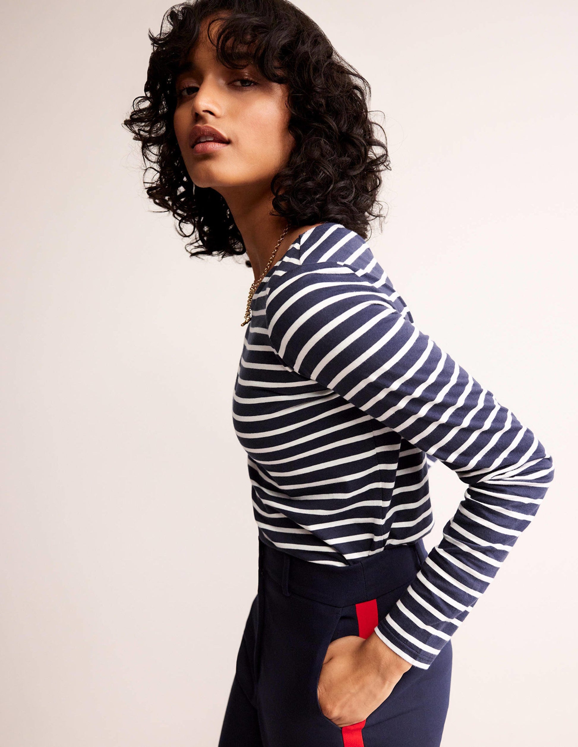 Ella Long Sleeve Breton-Navy, Ivory-1