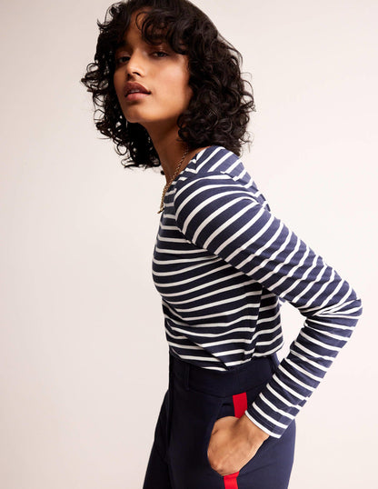 Ella Long Sleeve Breton-Navy, Ivory-1