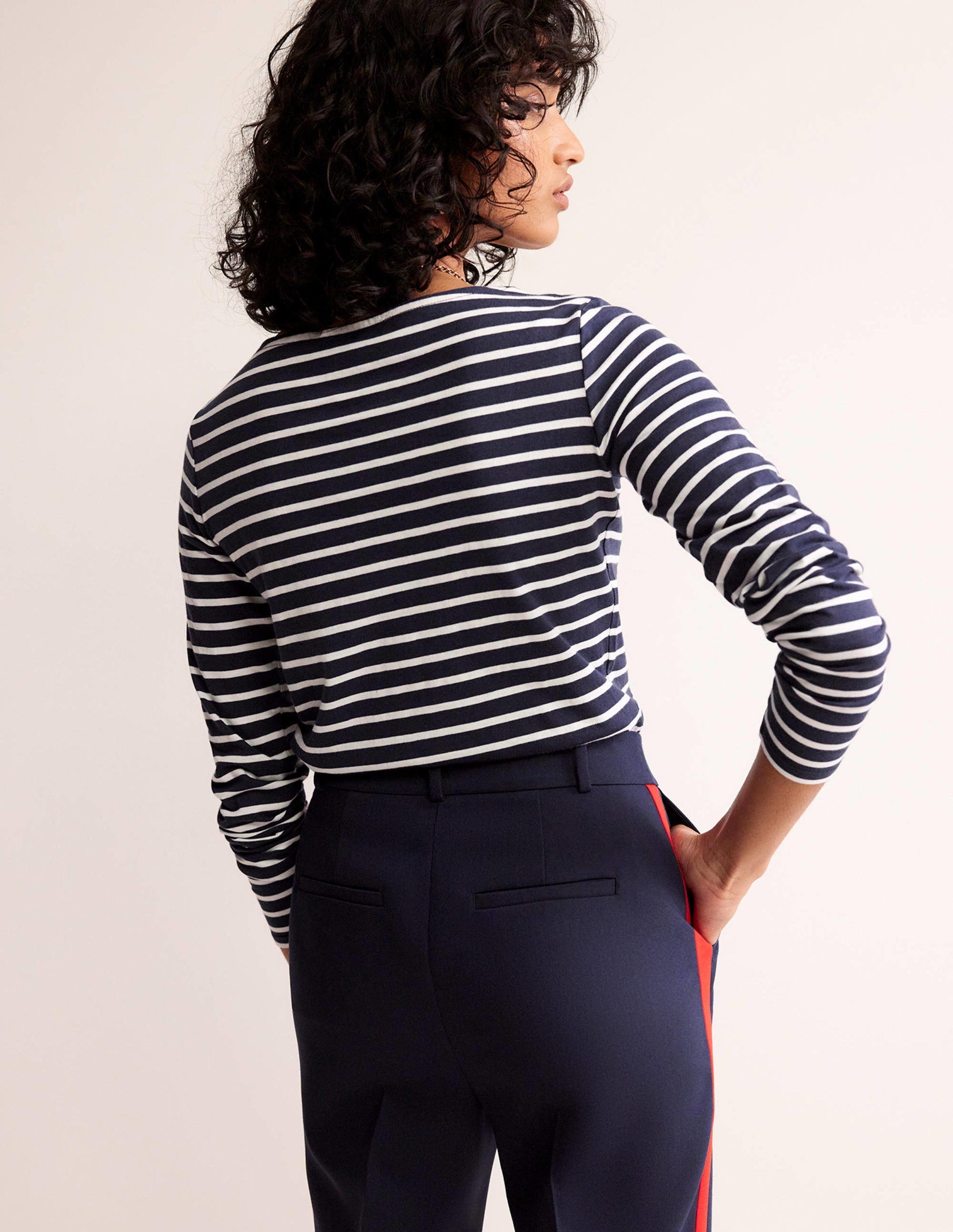 Ella Long Sleeve Breton-Navy, Ivory-3