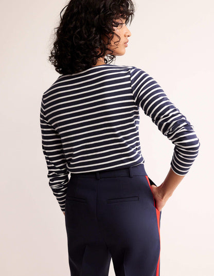 Ella Long Sleeve Breton-Navy, Ivory-3