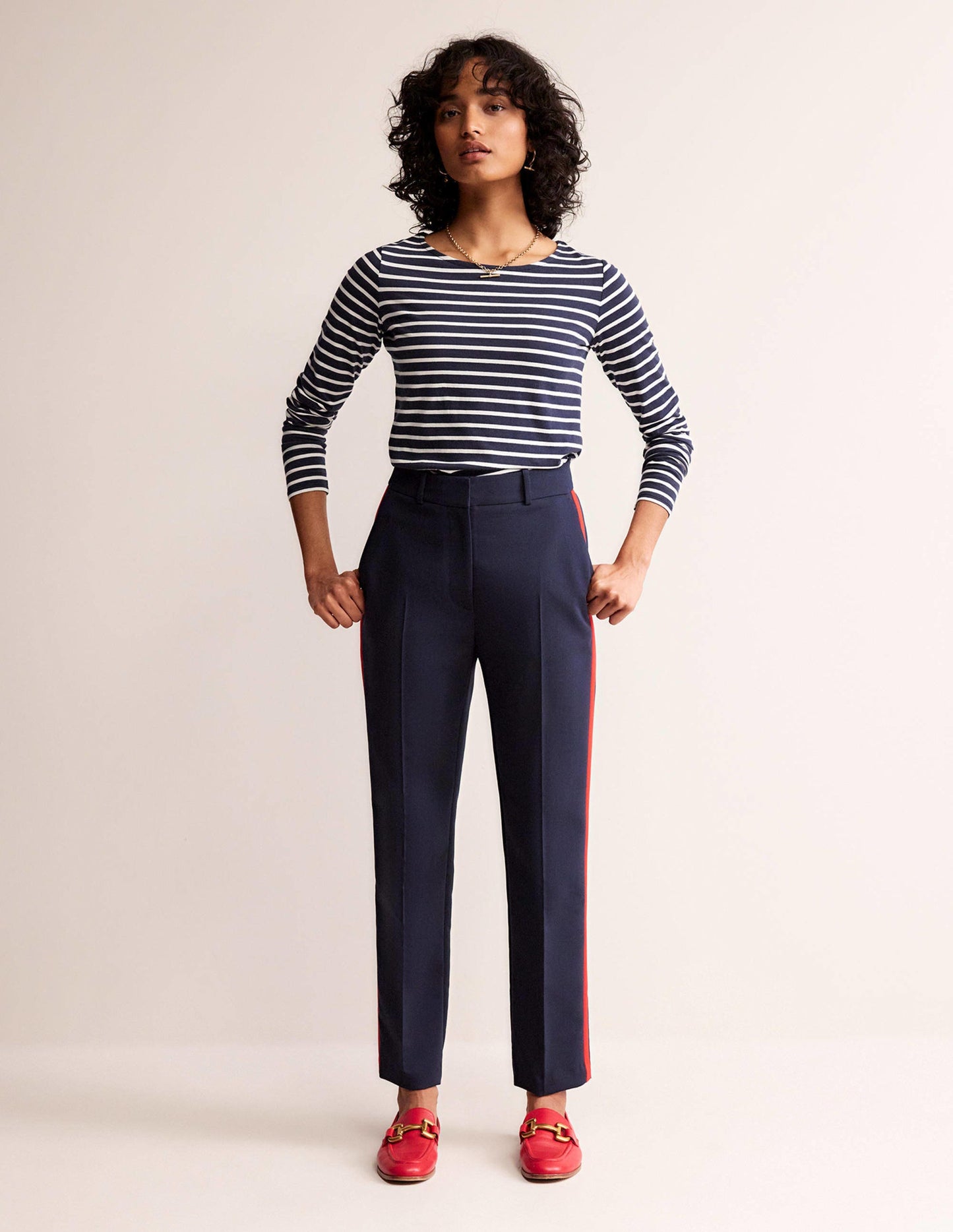 Ella Long Sleeve Breton-Navy, Ivory