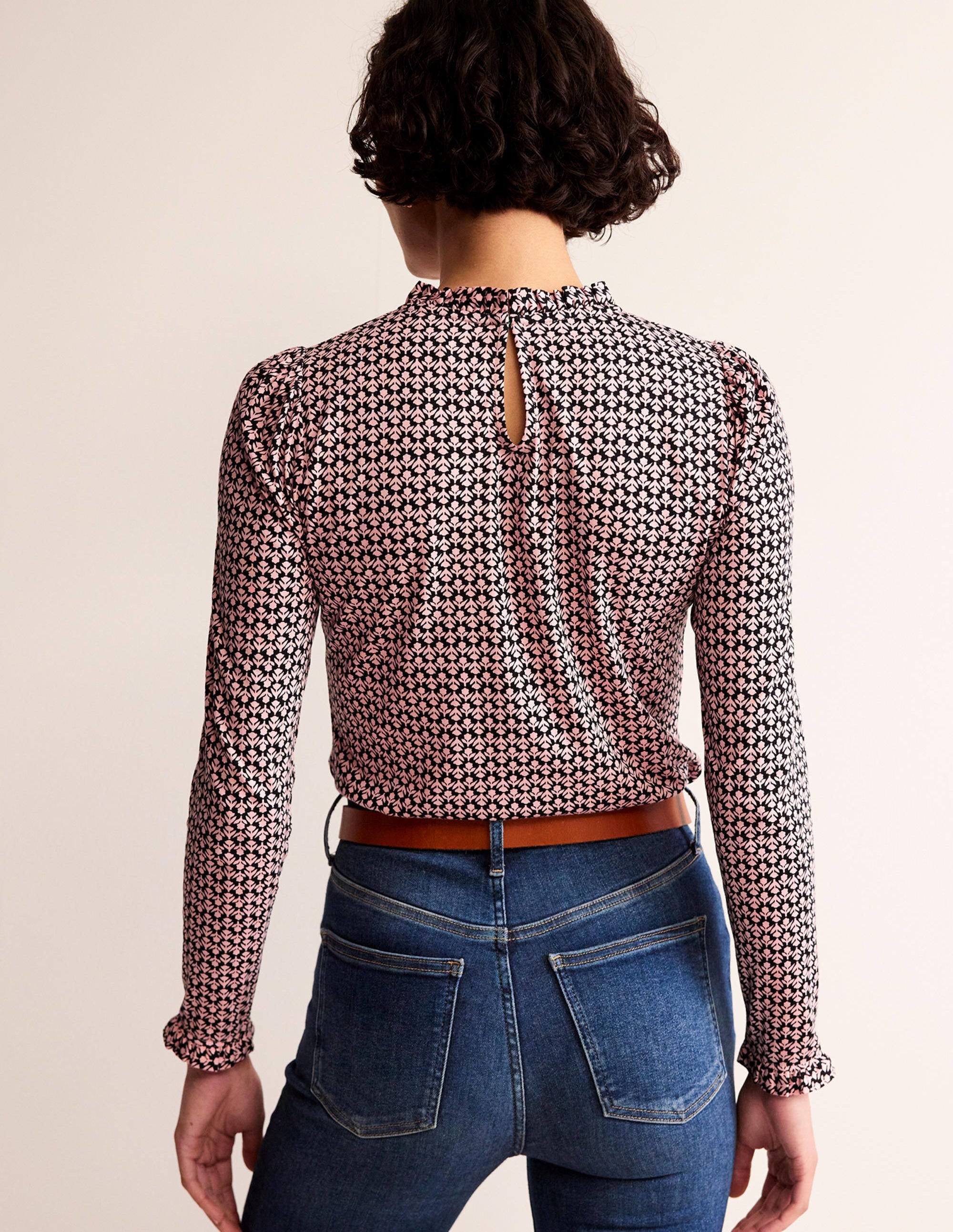 Supersoft Frill Detail Top-Black and Milkshake, Tulip Pop - Image 3