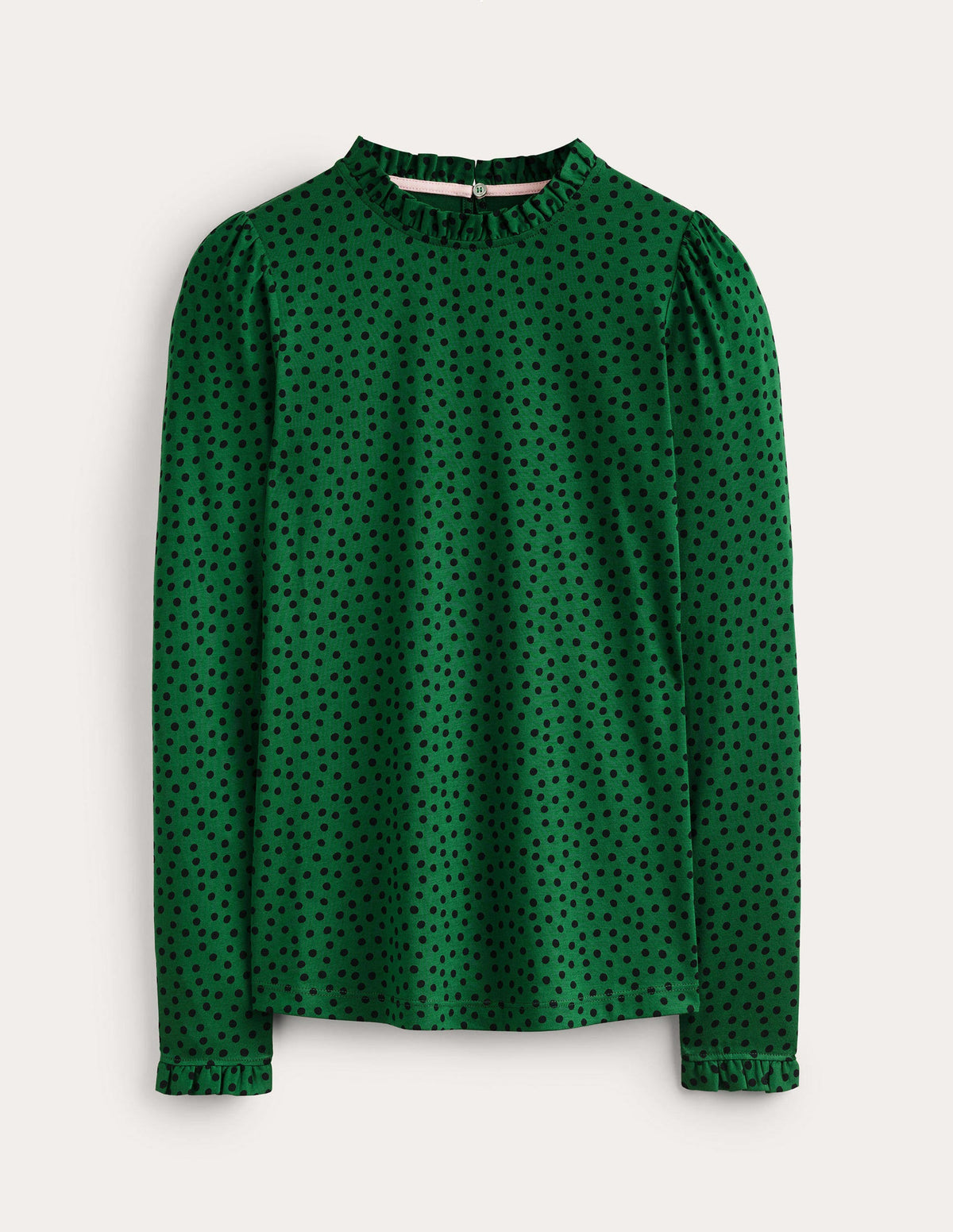 Supersoft Frill Detail Top-Amazon Green, Abstract Dot-4
