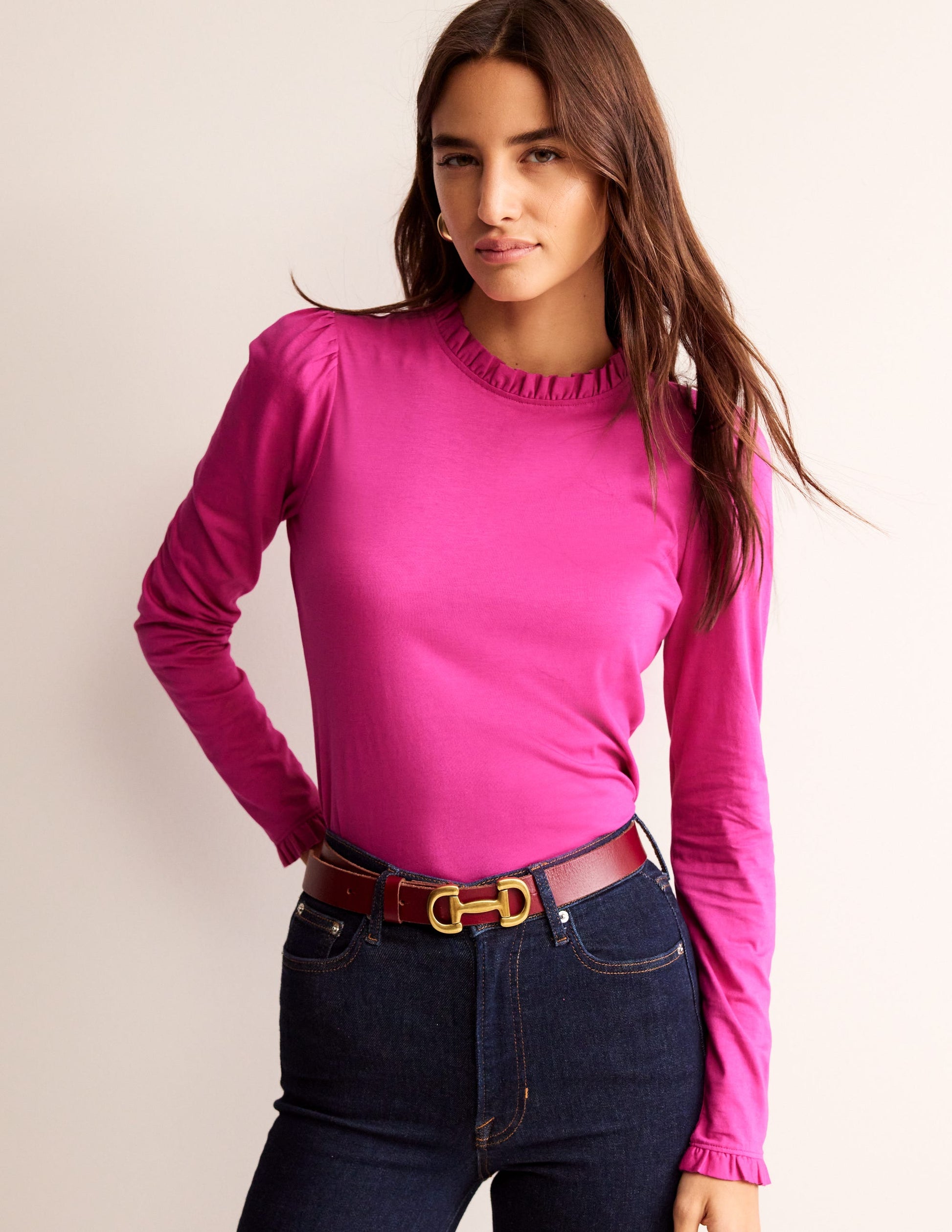 Supersoft Frill Detail Top-Rose Violet-1