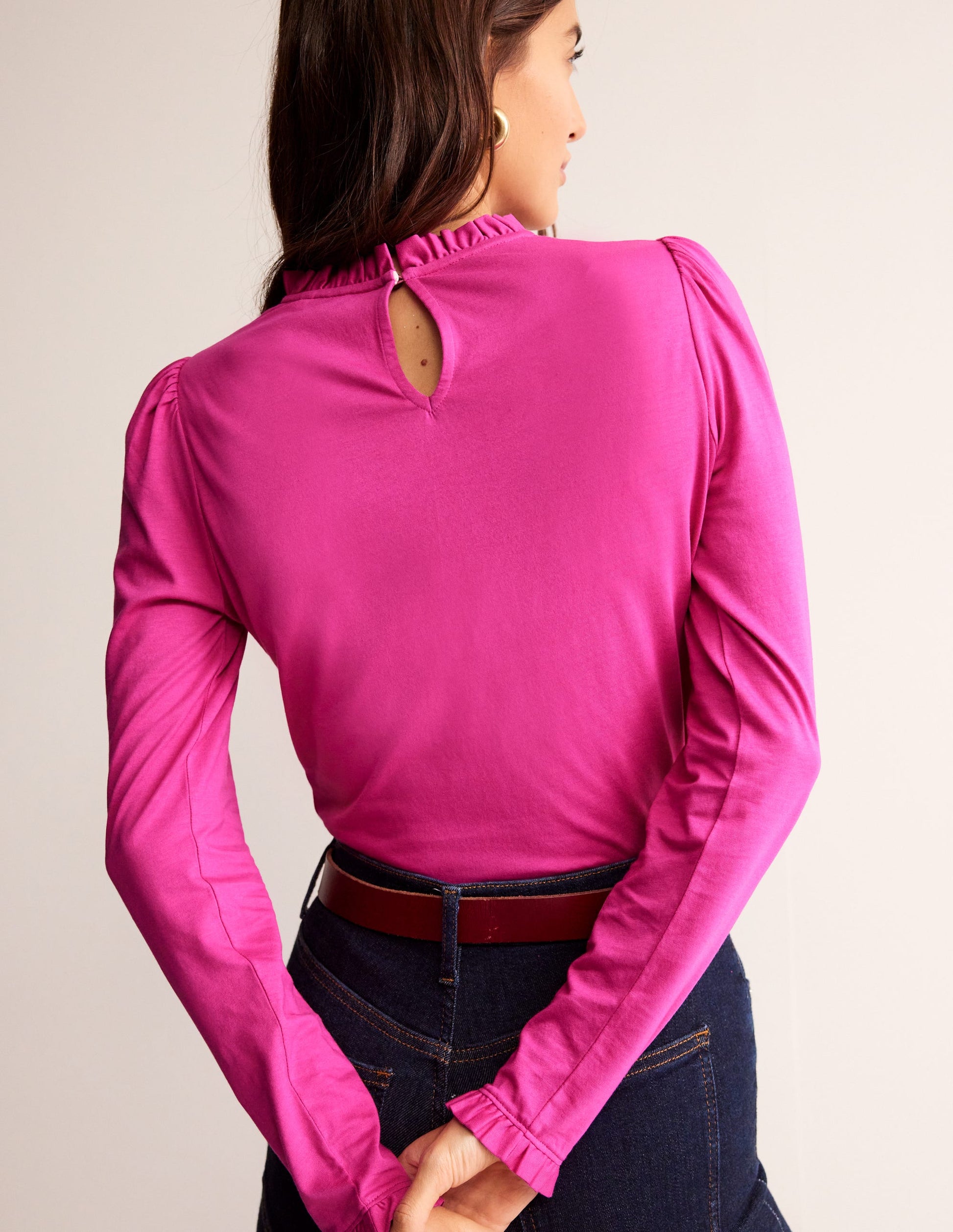 Supersoft Frill Detail Top-Rose Violet-3