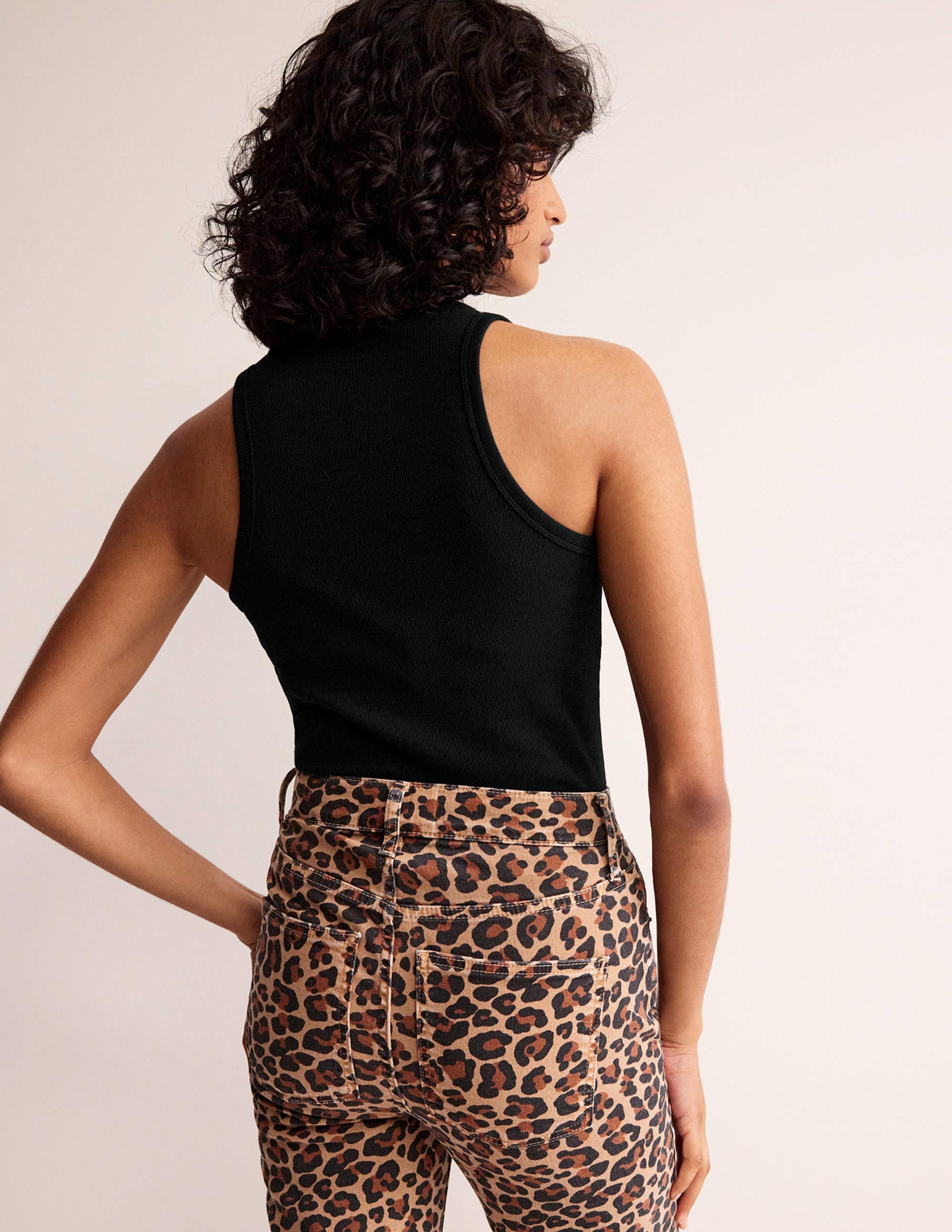 Cotton Ribbed Vest-Black - Image 3