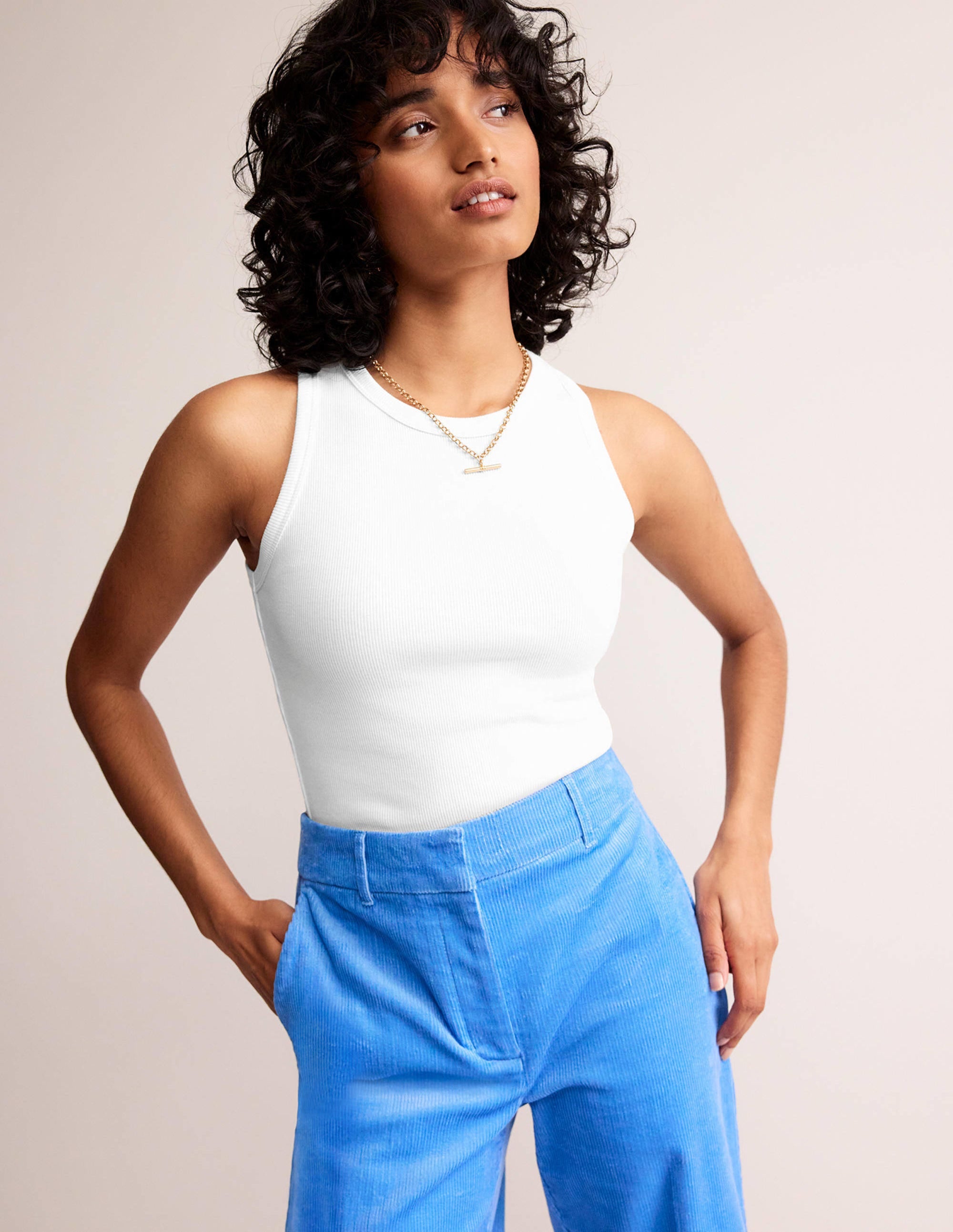 Cotton Ribbed Vest-White - Image 4