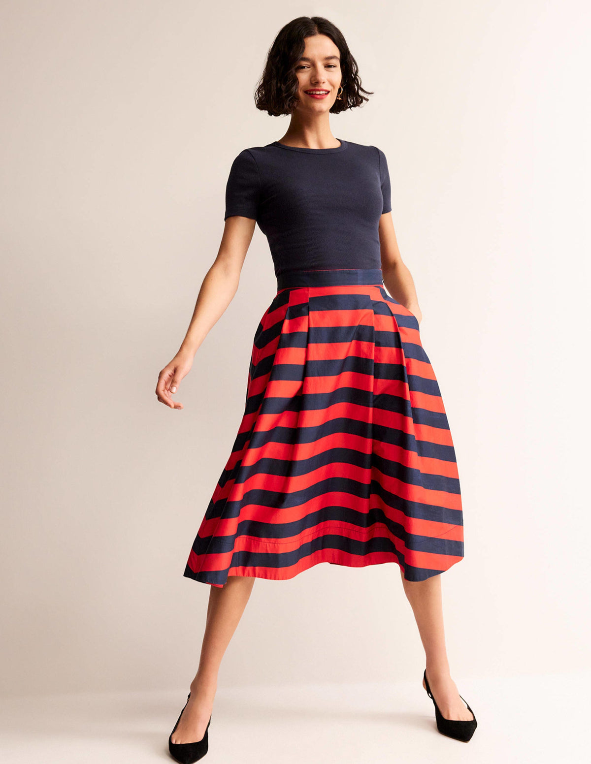 Cotton Ribbed T-Shirt-Navy - Image 4