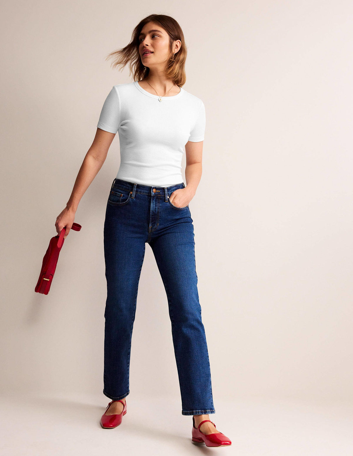 Cotton Ribbed T-Shirt-White - Image 4