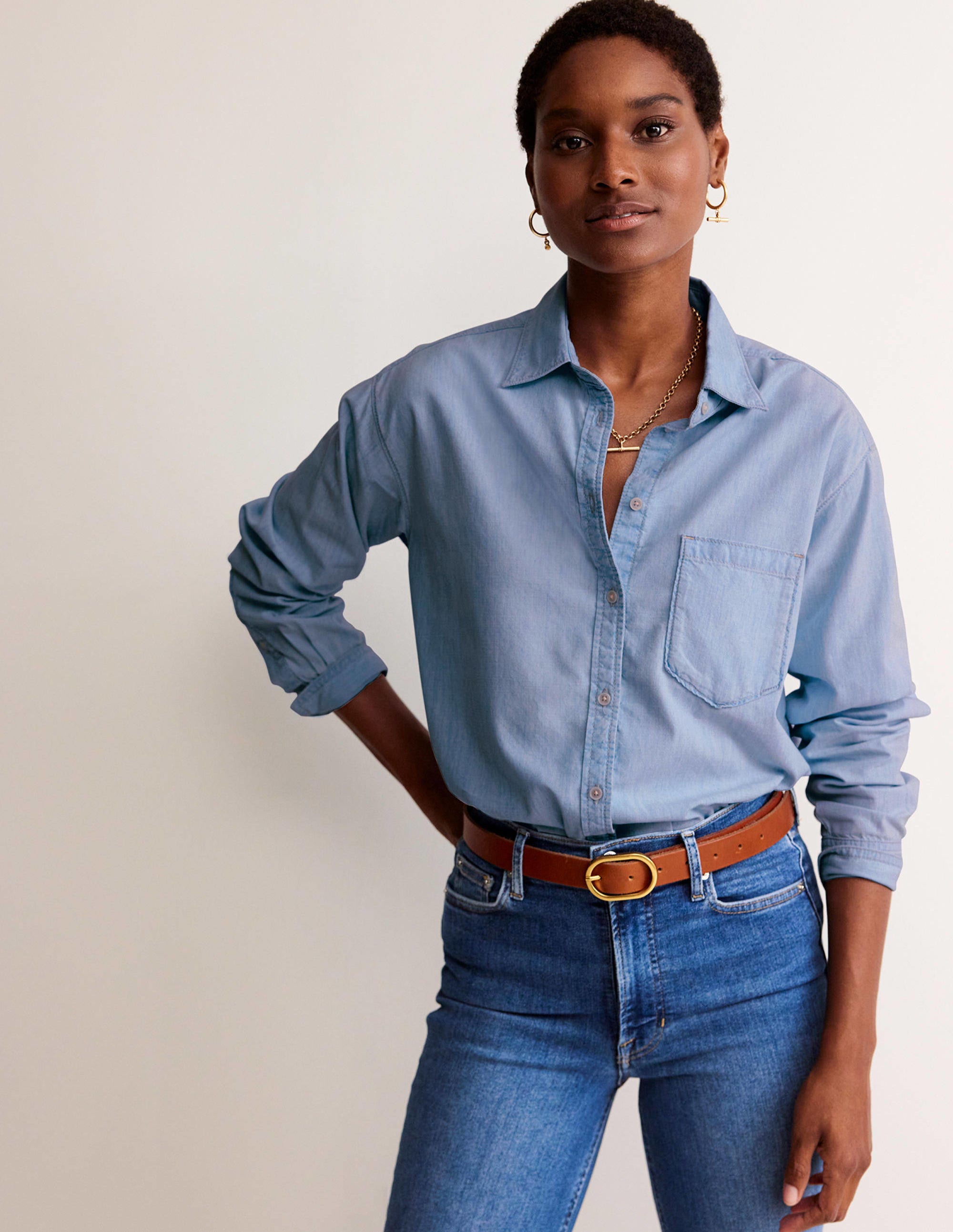 Relaxed Chambray Shirt-Light Denim - Image 1