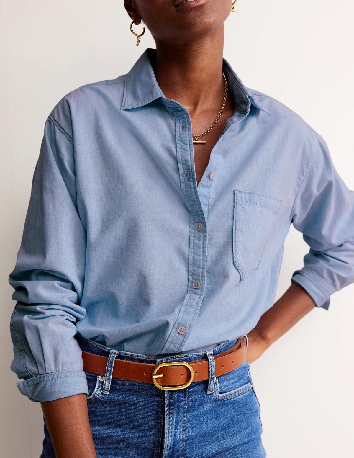Relaxed Chambray Shirt-Light Denim-4