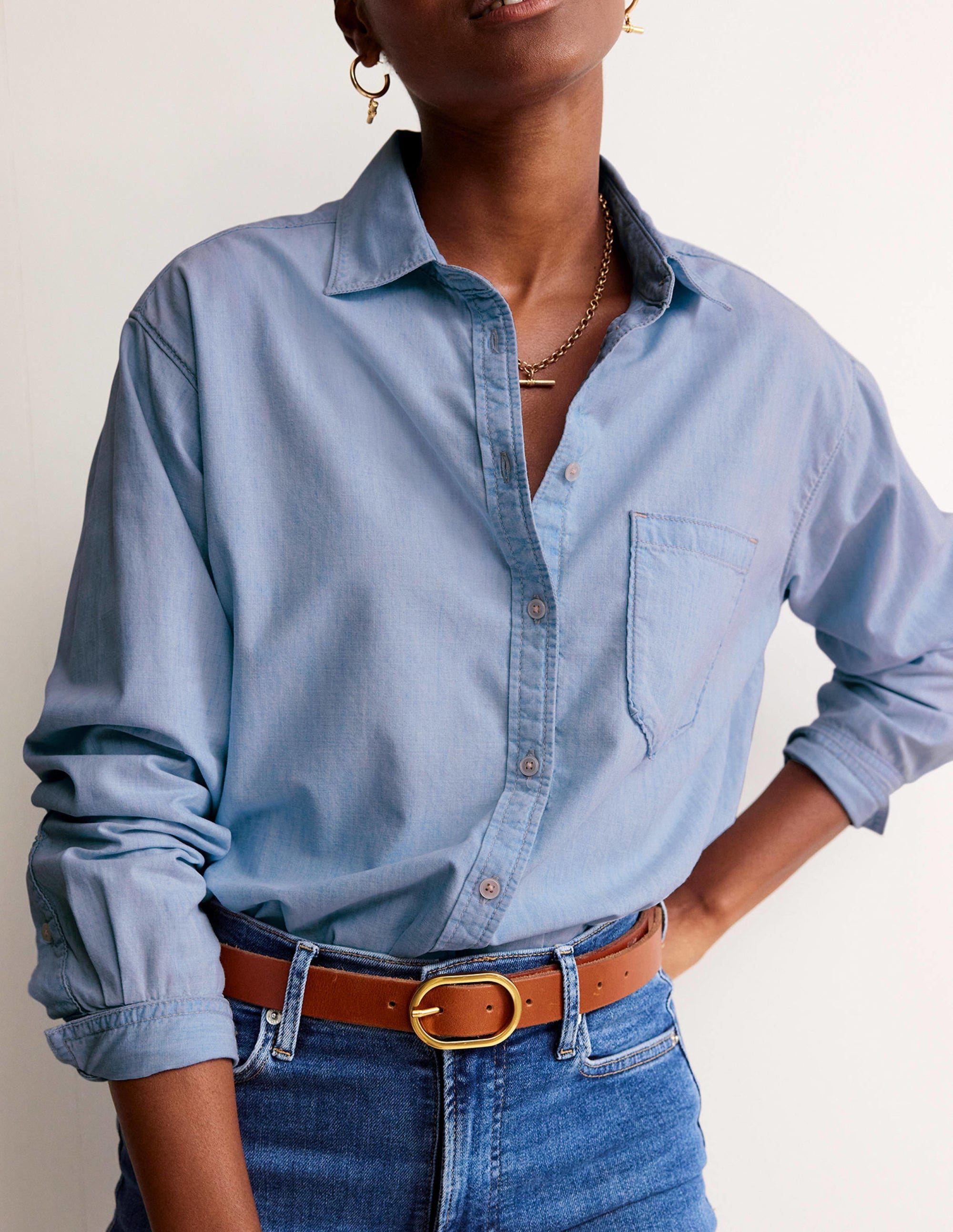 Relaxed Chambray Shirt-Light Denim - Image 4