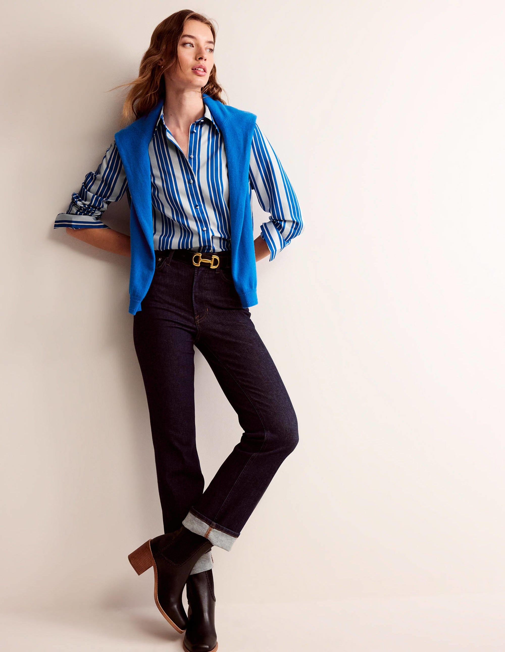 Straight-Fit Woven Shirt-Blue Stripe - Image 5