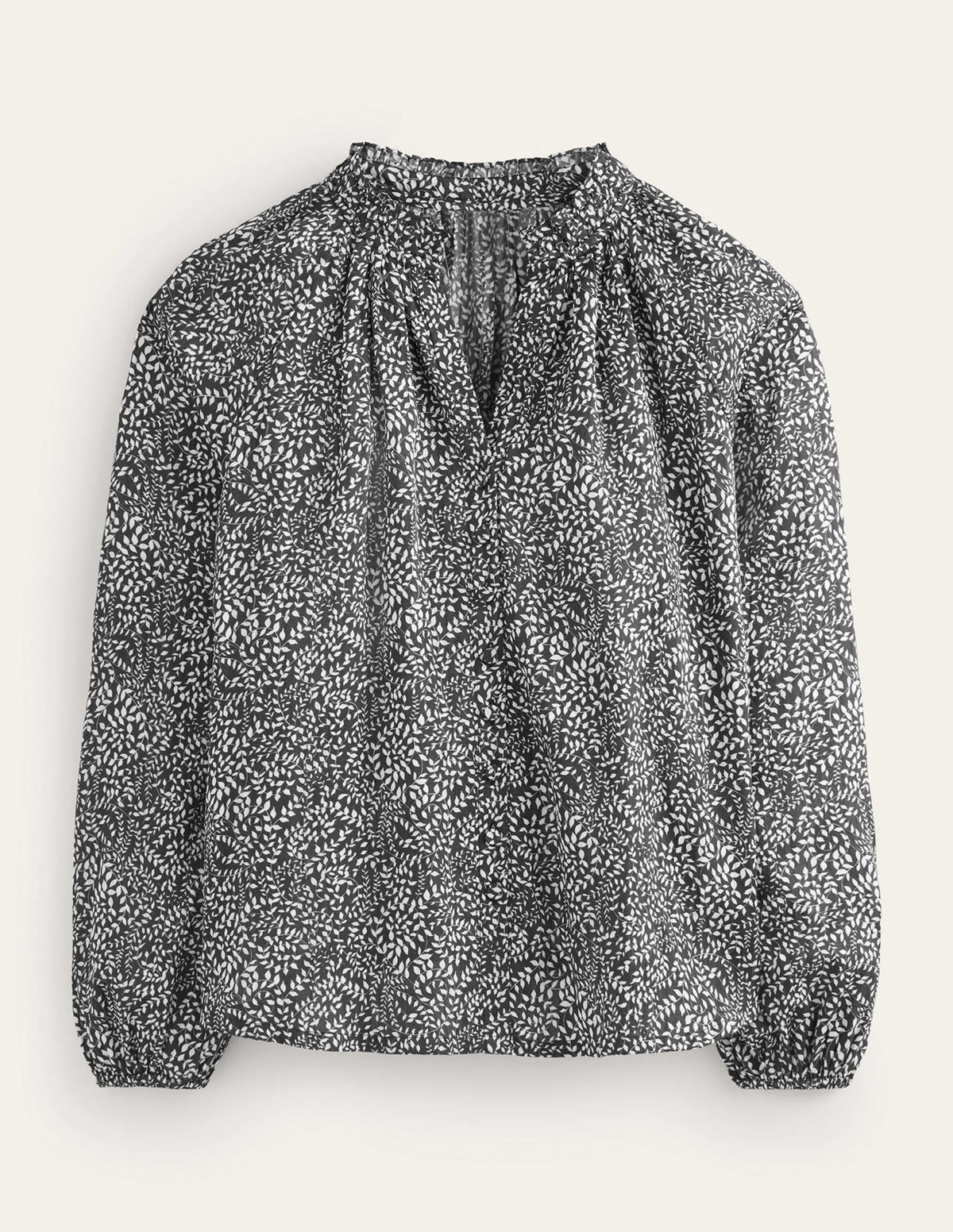 High-Neck Printed Top-Black, Pome Sprig-5