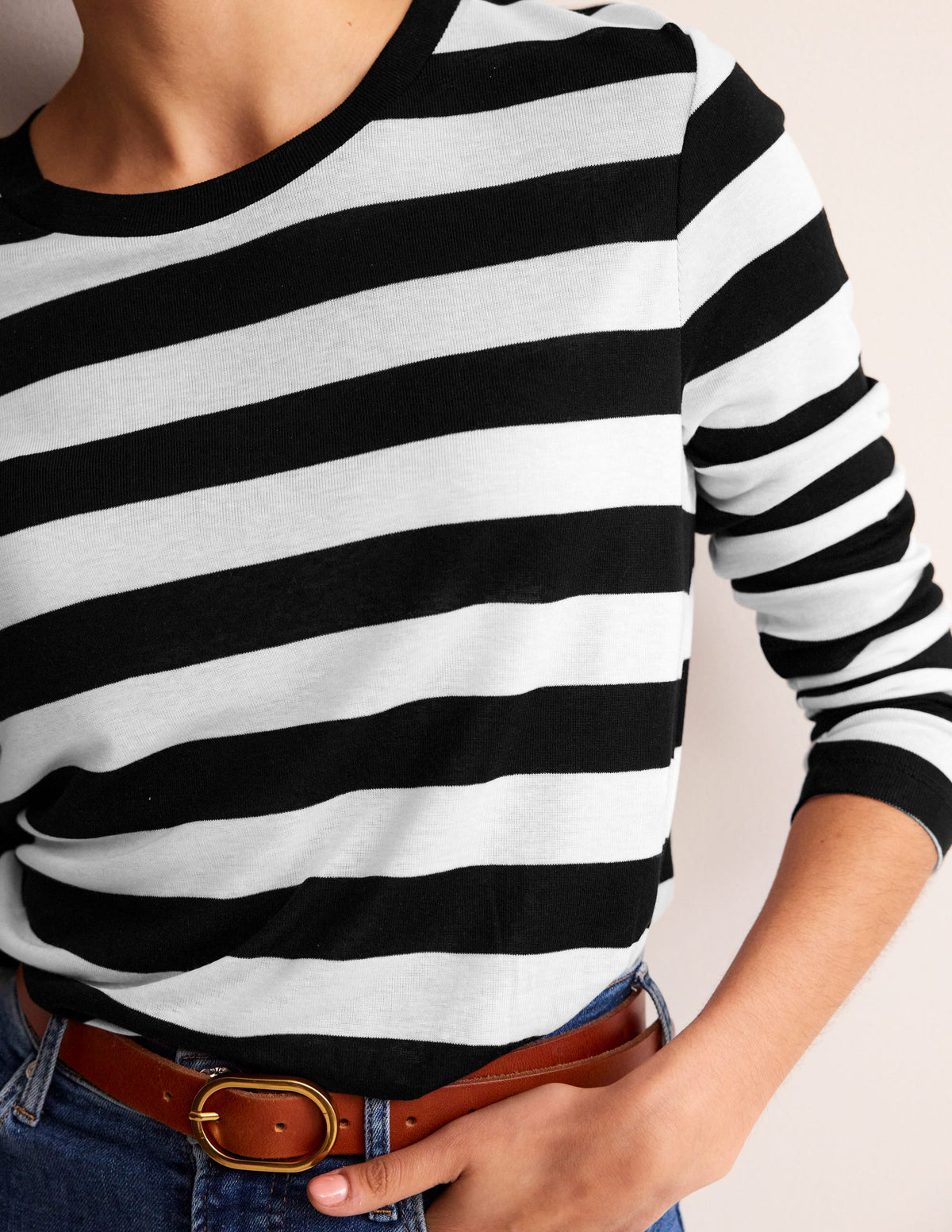 Tamsin Long Sleeve Top-Black, Ivory - Image 2