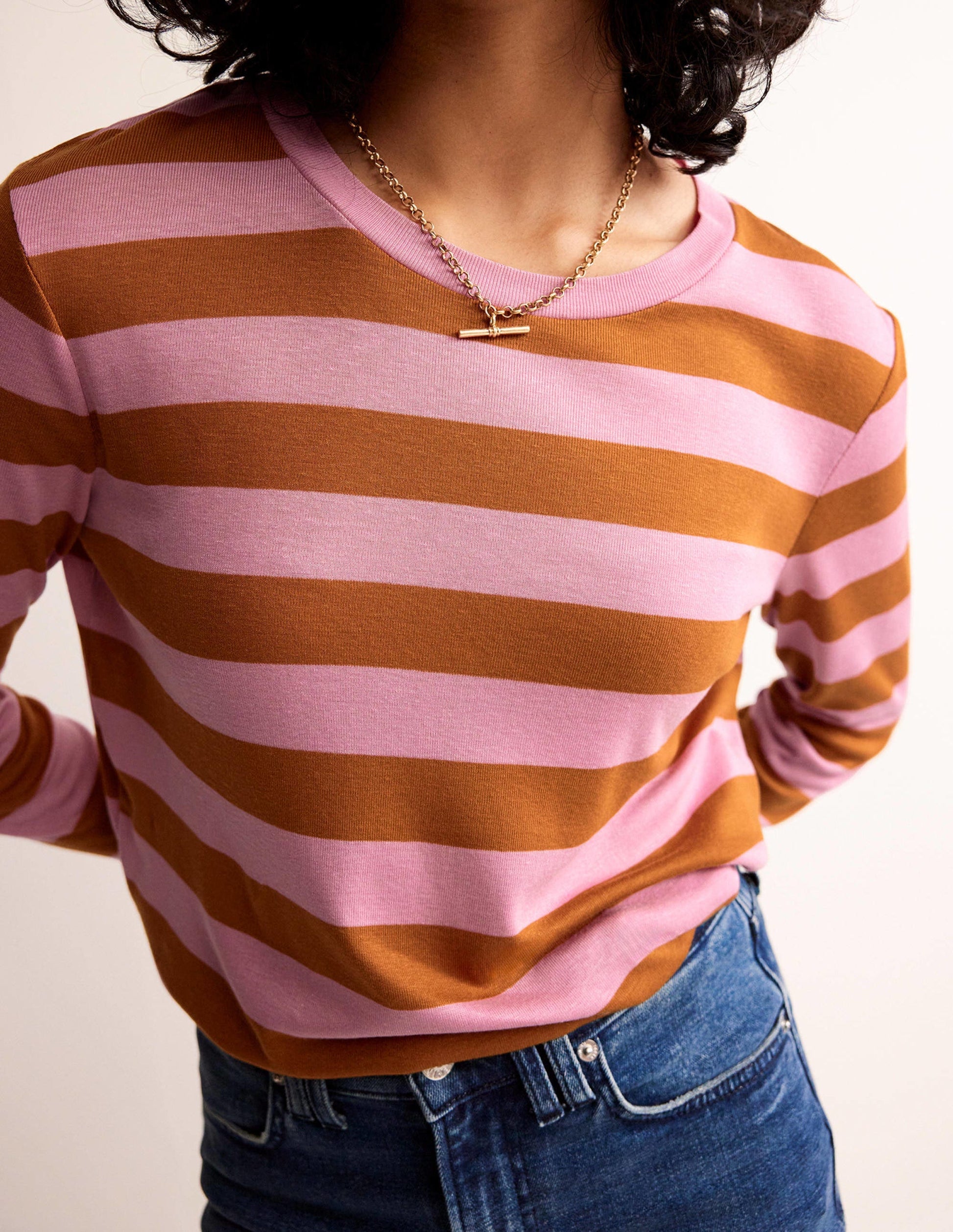 Tamsin Long Sleeve Top-Pink, Camel-2