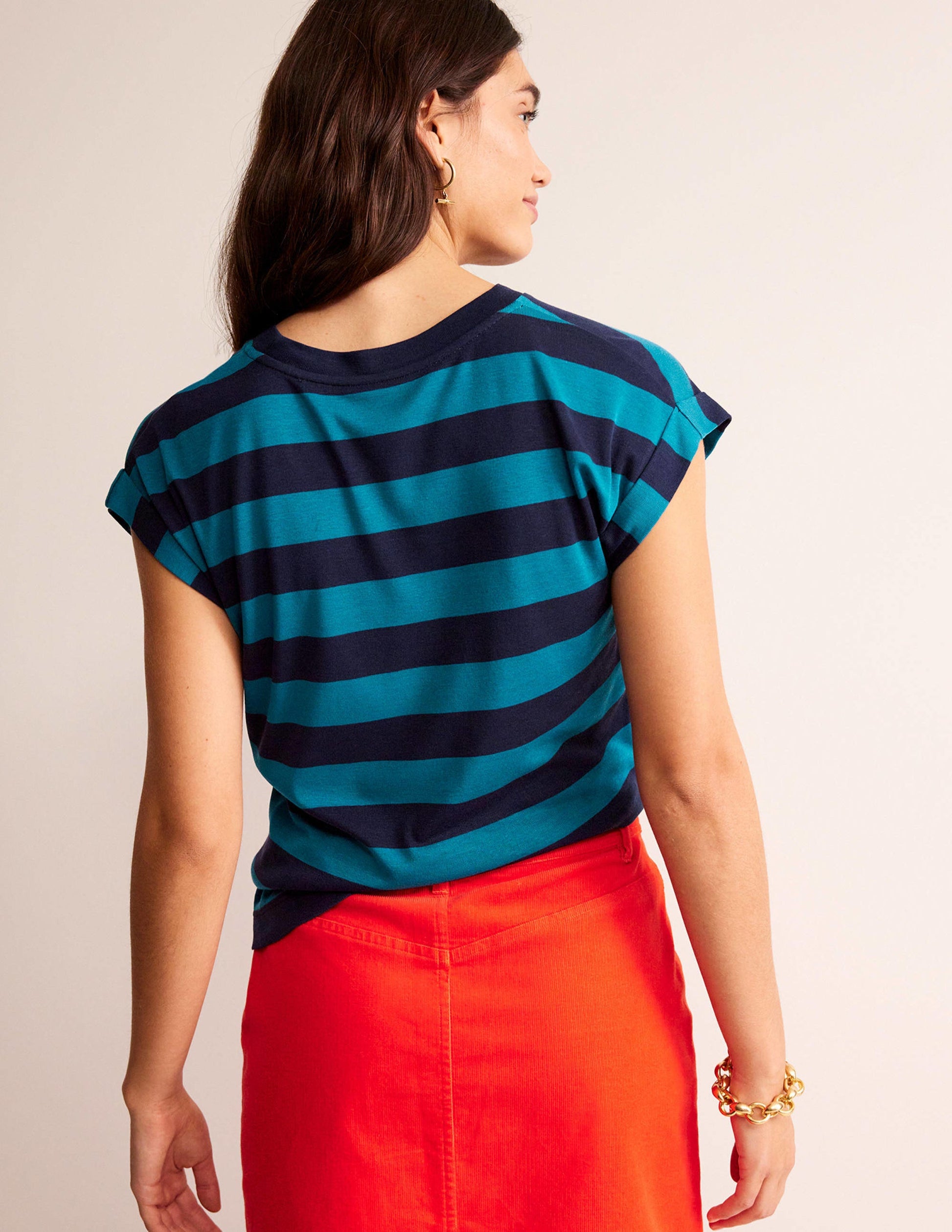 Tamsin Short Sleeve Top-Navy, Blue-3