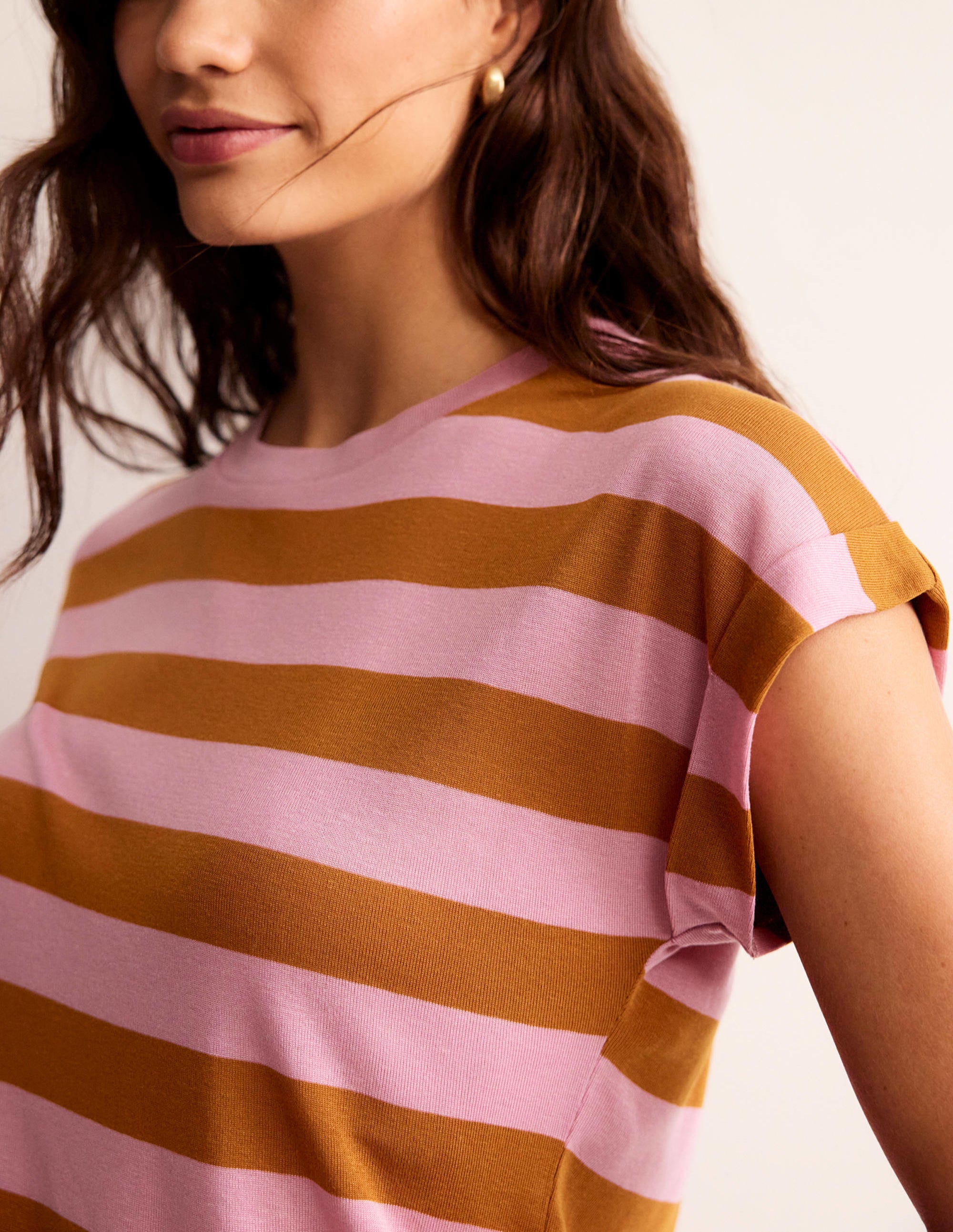 Tamsin Short Sleeve Top-Pink, Camel - Image 2