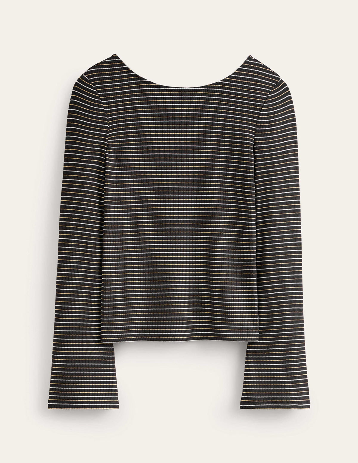 Fluted Sleeve Jersey Top-Black Stripe - Image 5