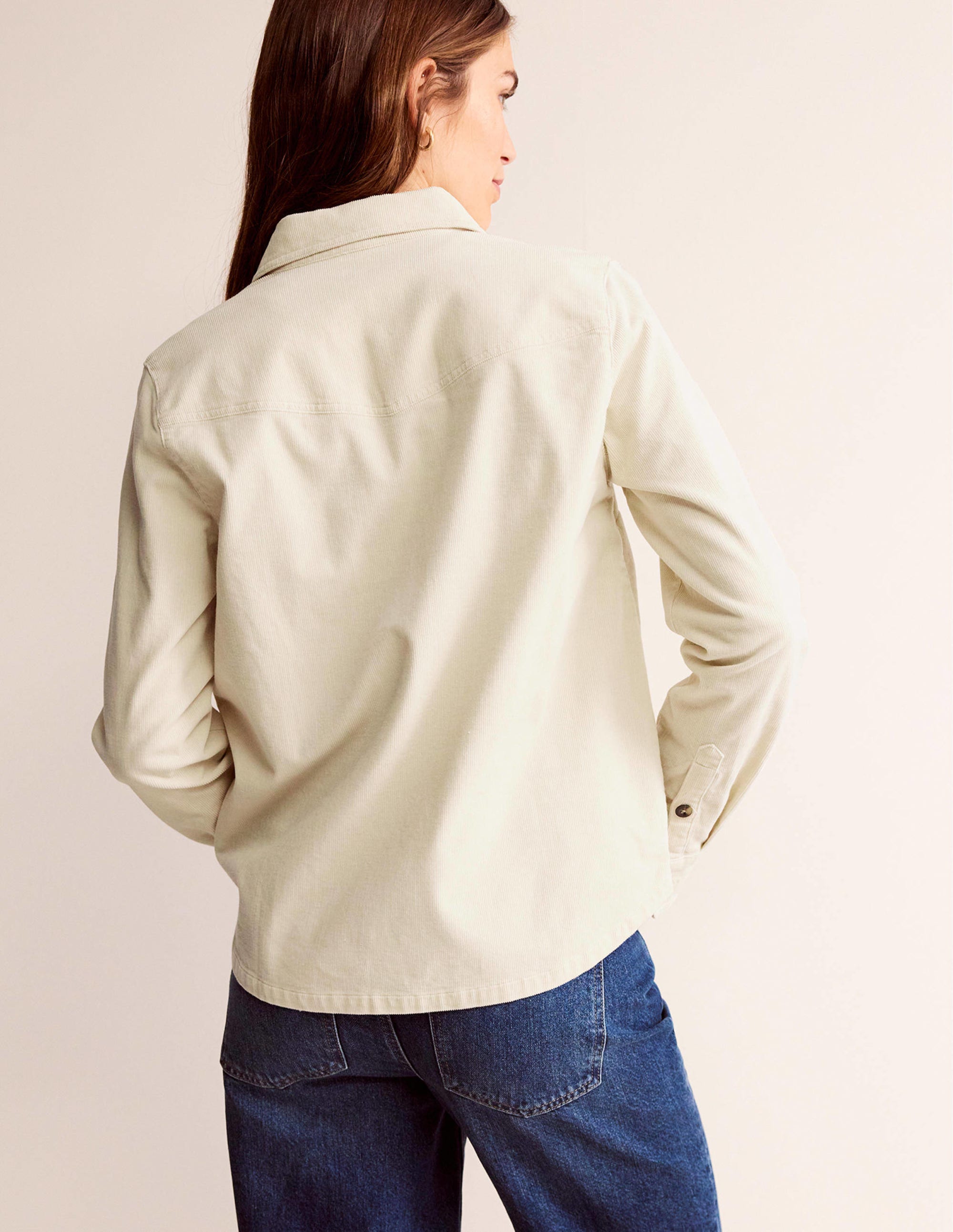 Straight-Fit Corduroy Shirt-Vanilla - Image 3